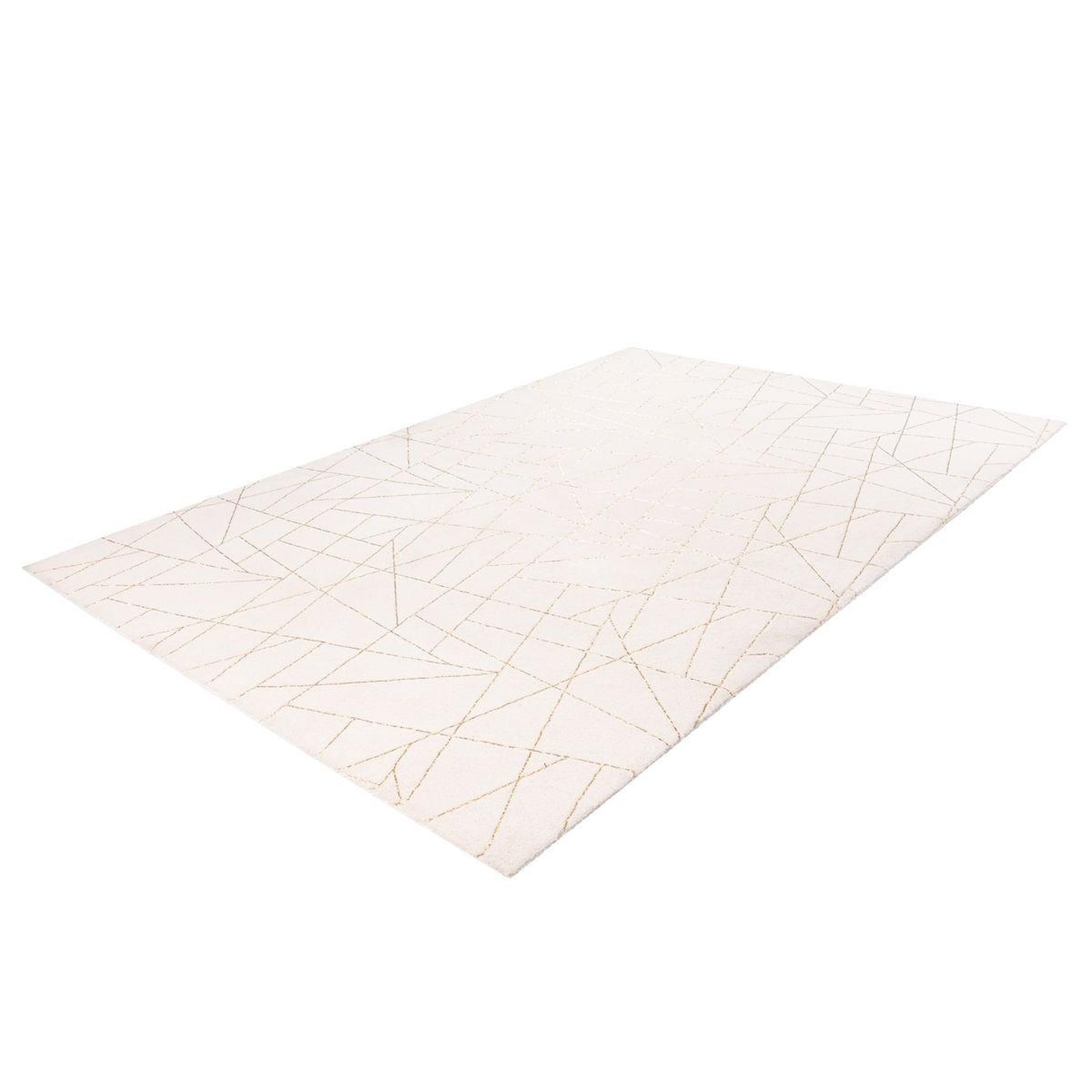 Voir la diapositive 4 : Paris Prix Tapis Géométrique à Poils Longs  Bijou  Blanc & Or