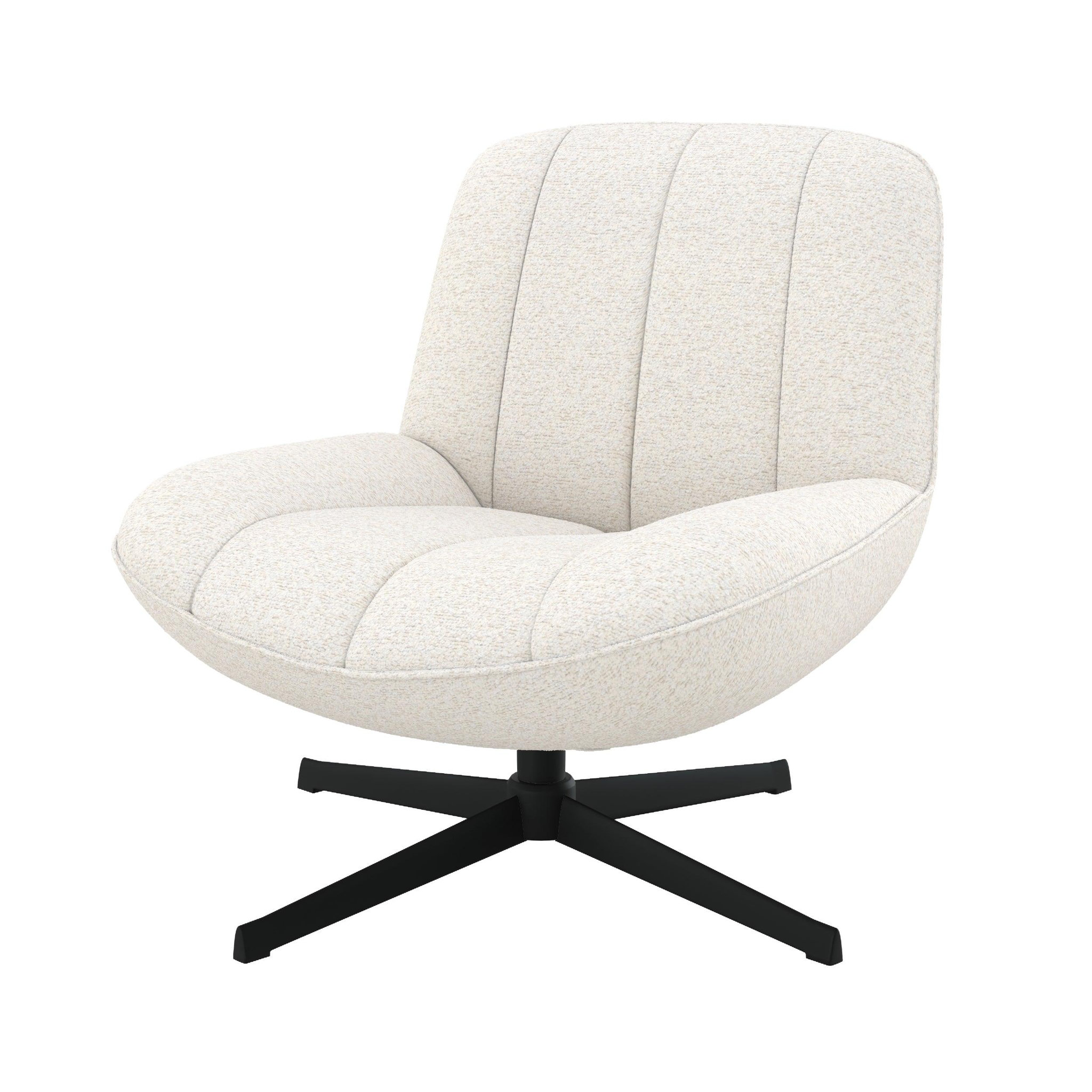 MAISON PAVANE Fauteuil pivotant en tissu bouclé blanc cassé-elvis