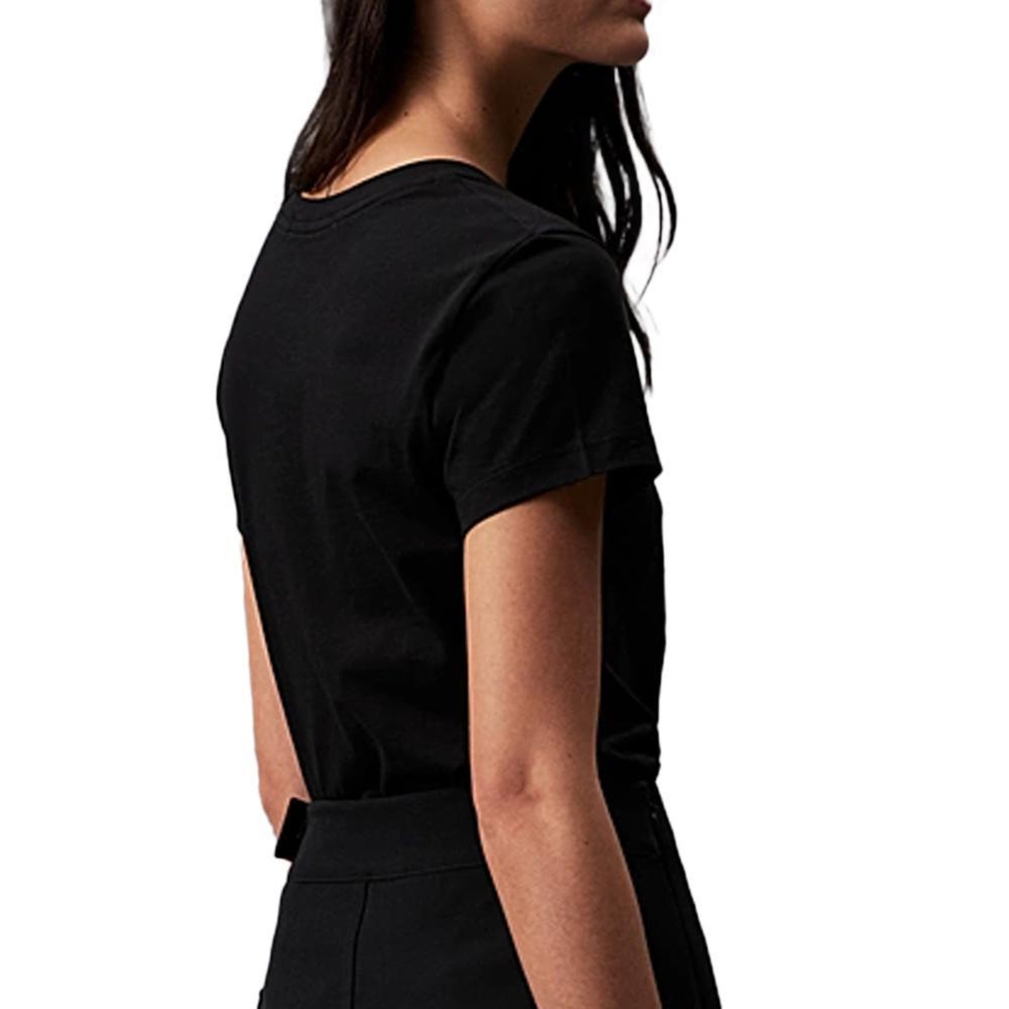 Voir la diapositive 2 : CALVIN KLEIN JEANS T-Shirt Noir Femme Calvin Klein Jeans Embroidery Slim