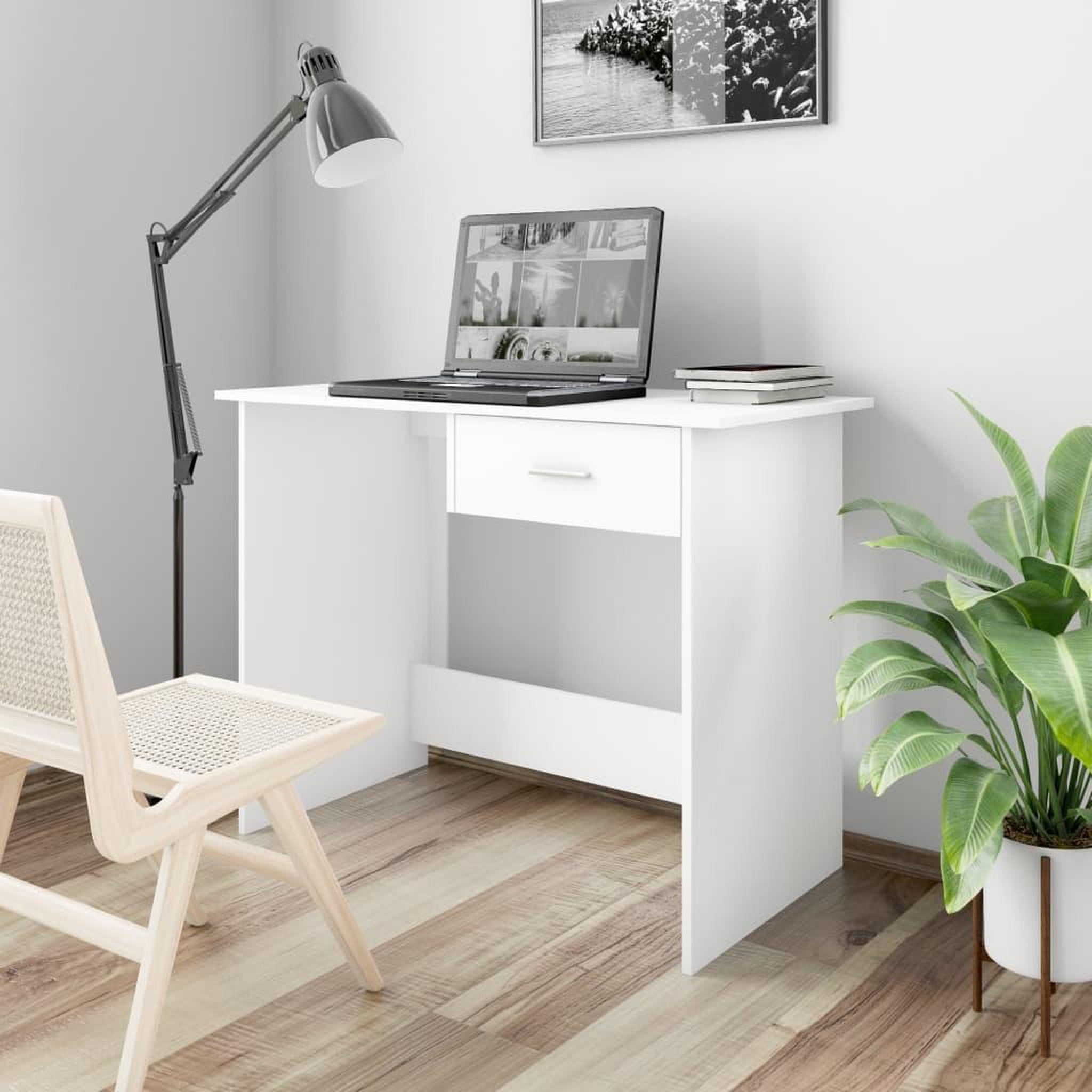 Voir la diapositive 1 : VIDAXL Bureau Blanc 100 x 50 x 76 cm Bois d'ingenierie