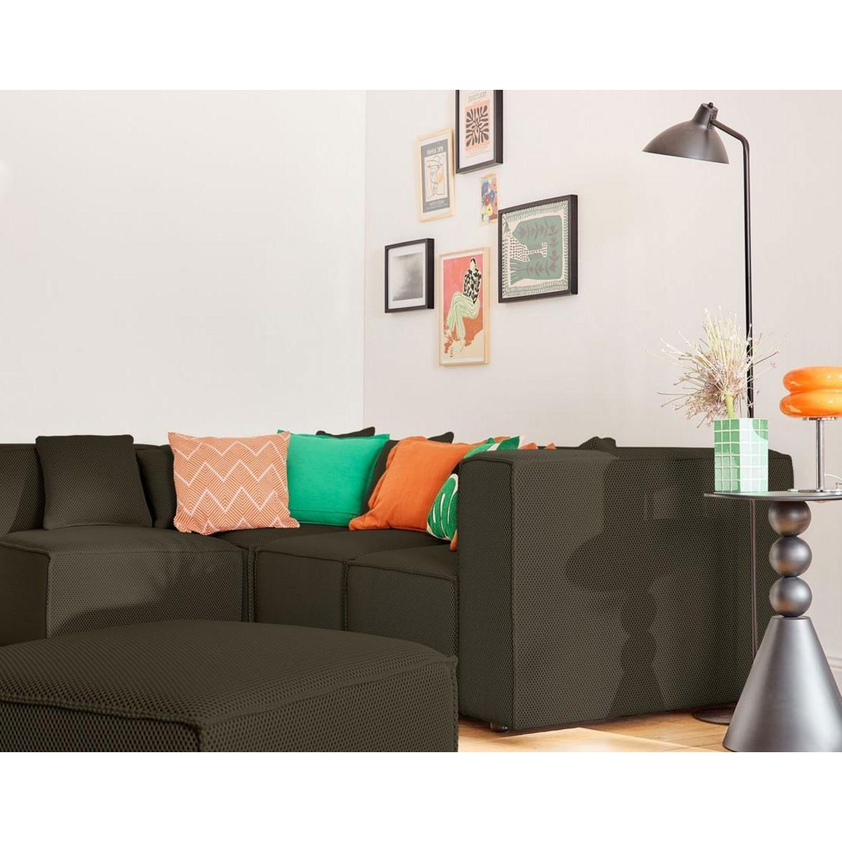 LISA DESIGN Arty - canapé modulable d'angle gauche 5 places - en tissu mailles 3d