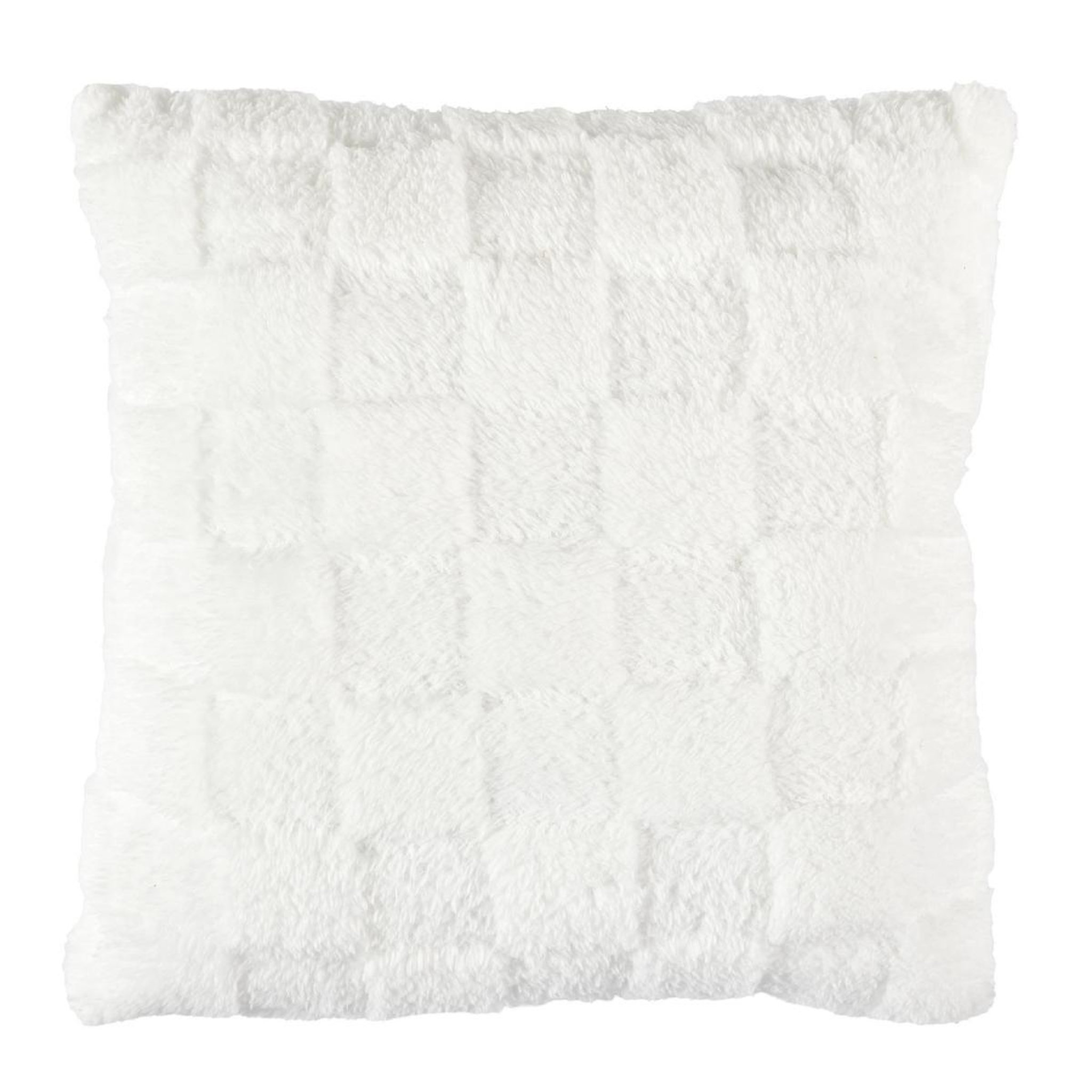 The Home Deco Factory Coussin déco en flanelle  damier  40x40cm blanc