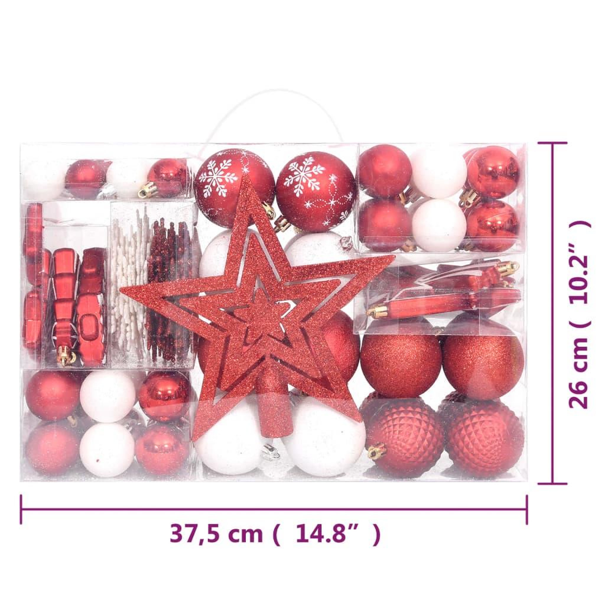 Voir la diapositive 6 : VIDAXL Ensemble de boules de noël 108 pcs rouge et blanc