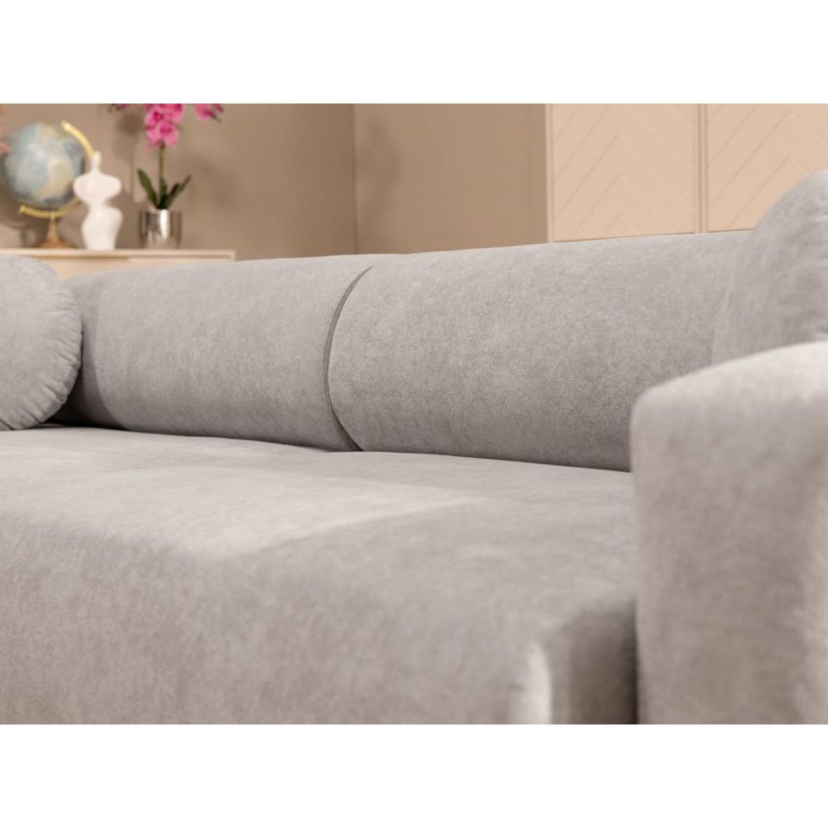 BEST MOBILIER Brunello - canapé d'angle réversible 4 places convertible avec coffre en tissu