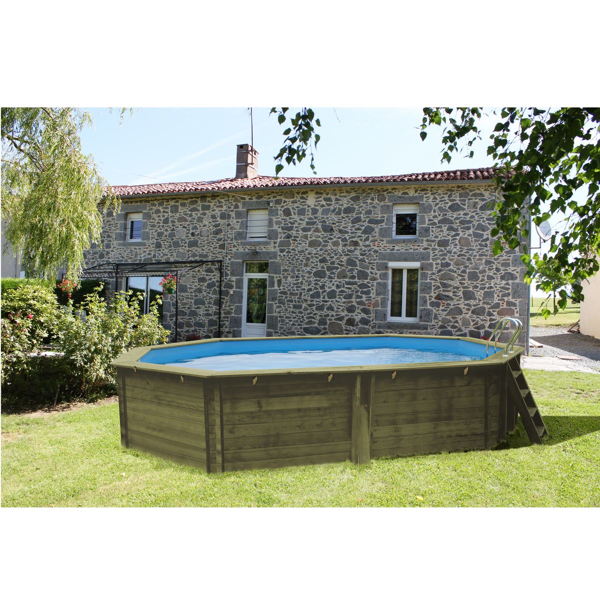 SUNBAY Piscine bois  Ovale  Capucine 5,51 x 3,51 x 1,20 m