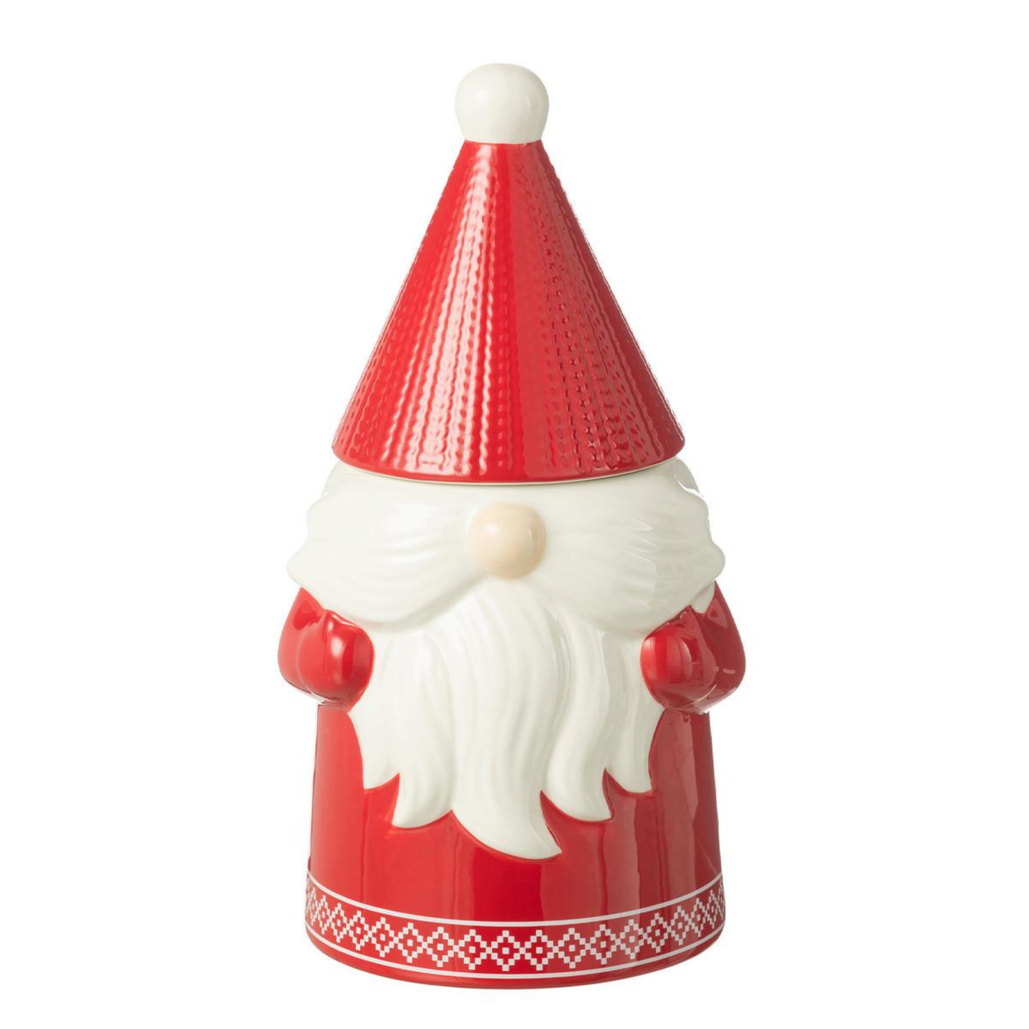 J-LINE Boîte à biscuits en céramique  père noël  33cm rouge
