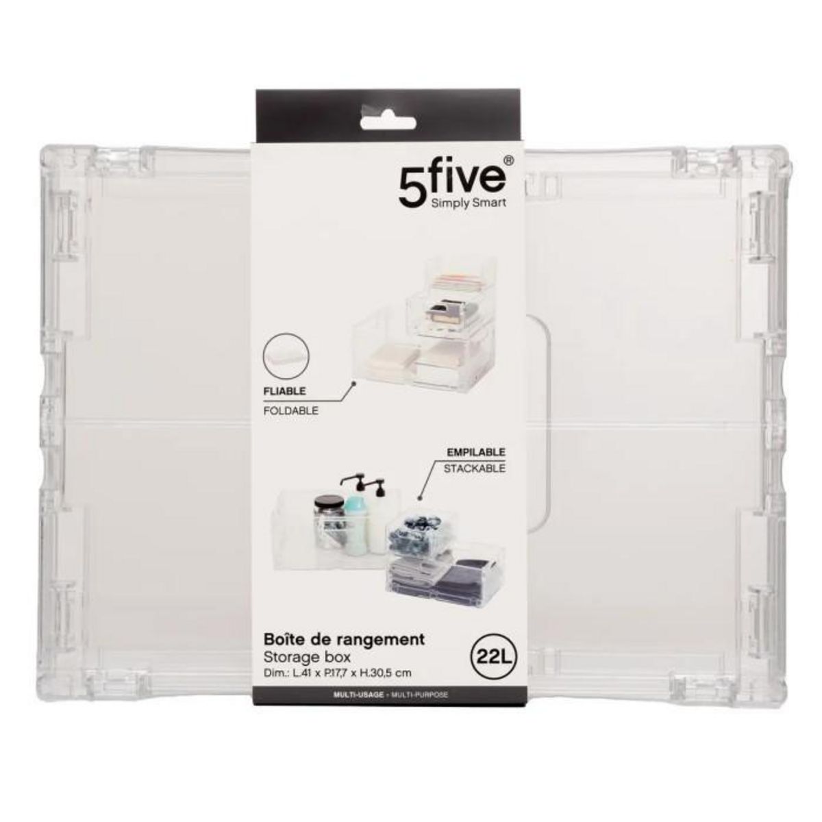 FIVE Boîte de Rangement Pliable  Fold'n  22L Transparent