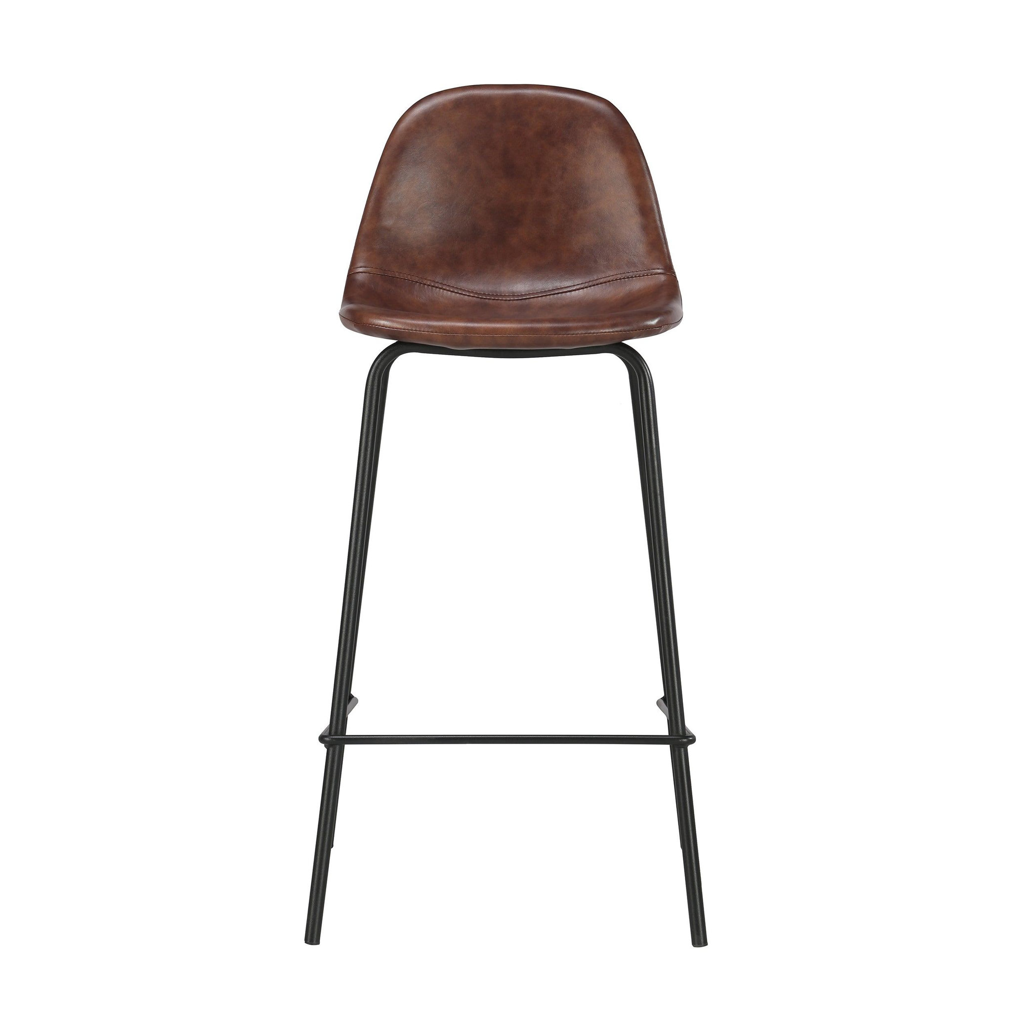 Voir la diapositive 6 : MAISON PAVANE Lot de 2 chaises pour îlot central 65 cm en cuir synthétique marron-Henrik