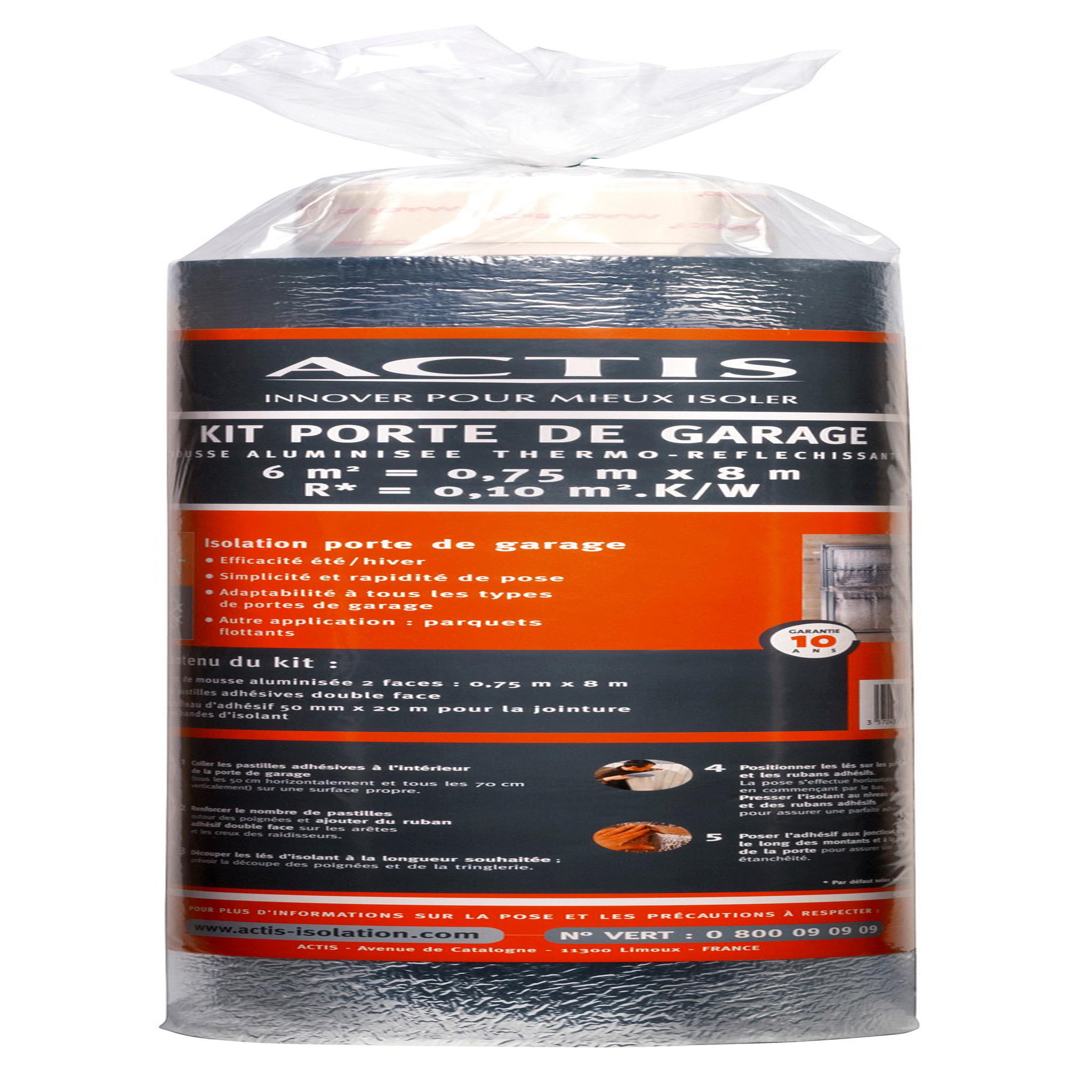 CENTRALE BRICO Kit d'isolation de porte de garage ACTIS L.8 x l.0.75 x Ep.6 mm