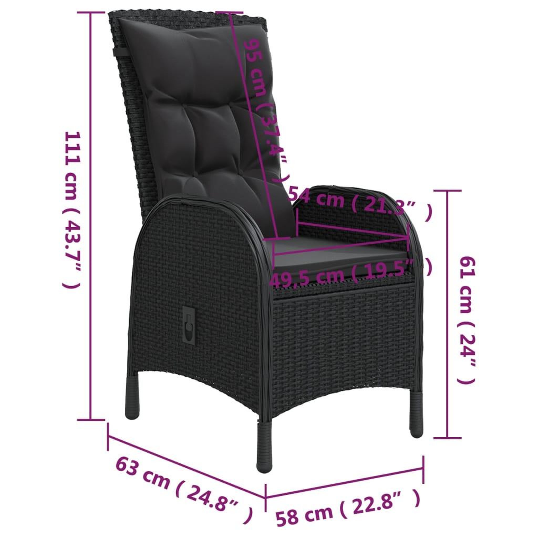 Voir la diapositive 6 : VIDAXL Ensemble de bistro de jardin 3 pcs Resine tressee Noir