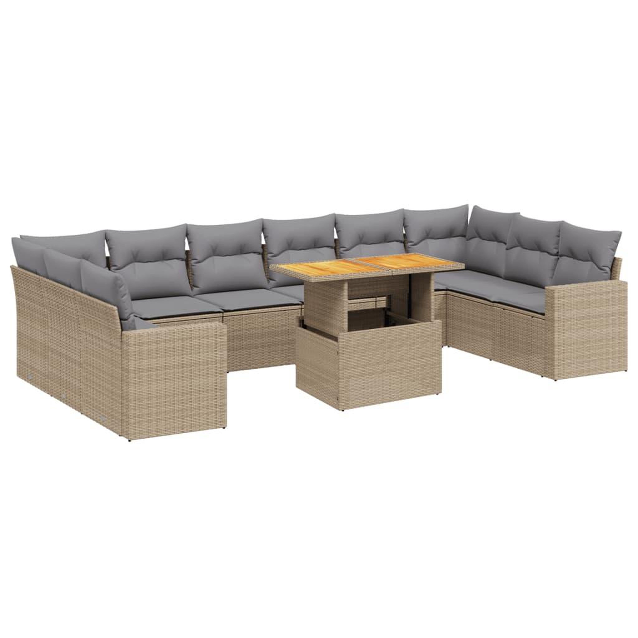 Voir la diapositive 2 : VIDAXL Salon de jardin 11 pcs avec coussins beige resine tressee