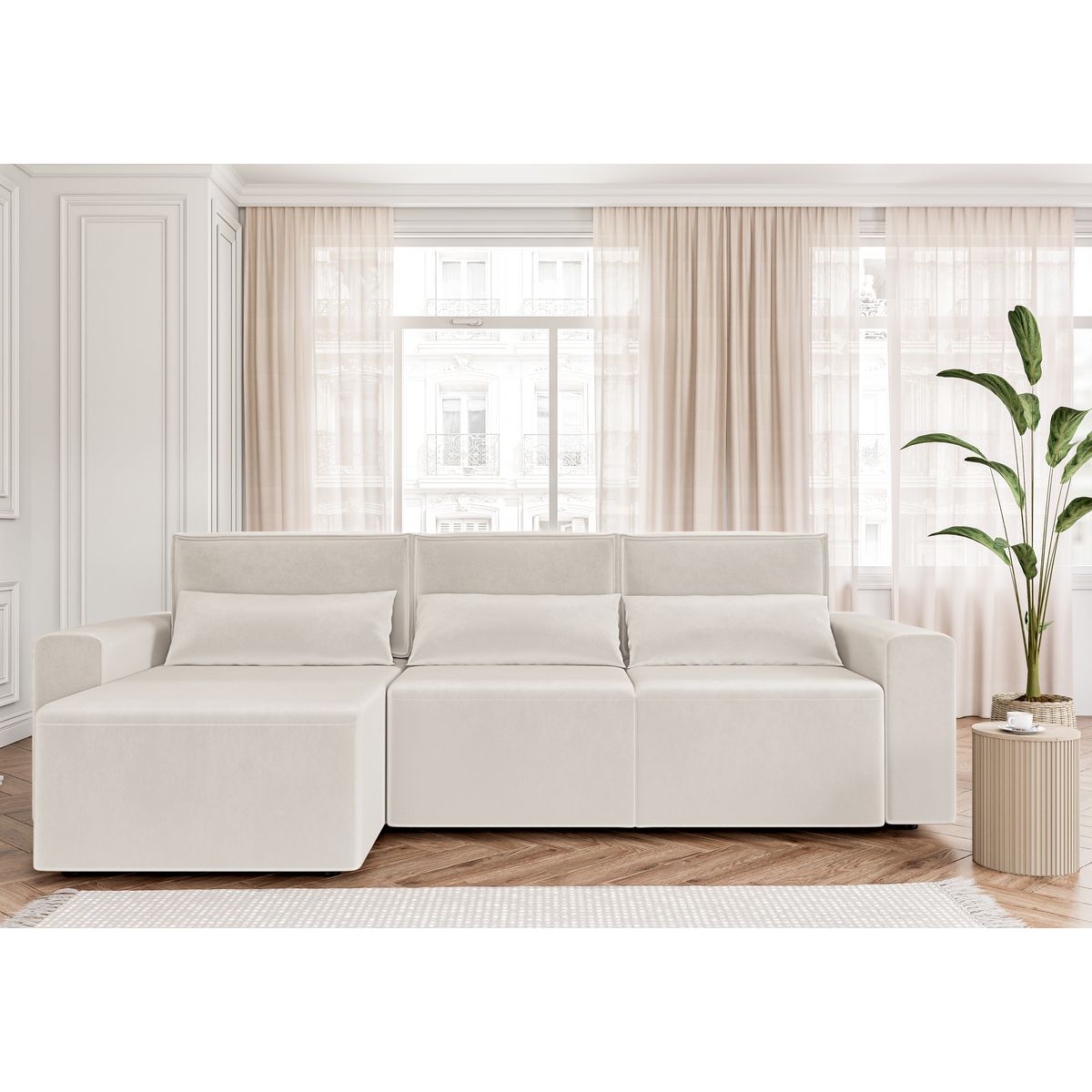 Canapé d'angle convertible et réversible velours  JOY