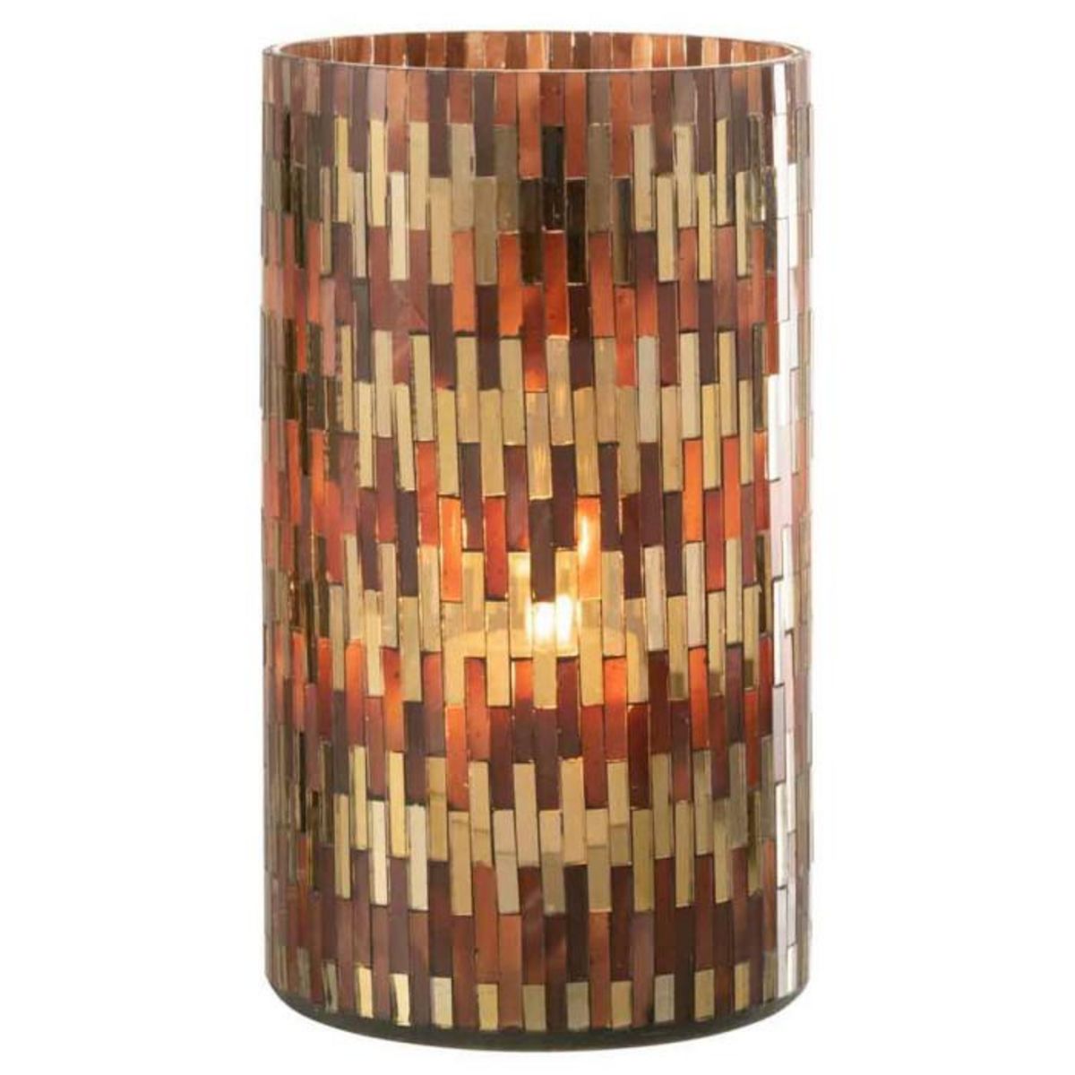 Paris Prix Photophore en Verre Déco  Chic  23cm Marron & Or