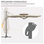 Voir la diapositive 3 : OUTSUNNY Parasol déporté carré pivotant 360° manivelle dim. 2,97L x 2,97l x 2,64H m alu. polyester beige