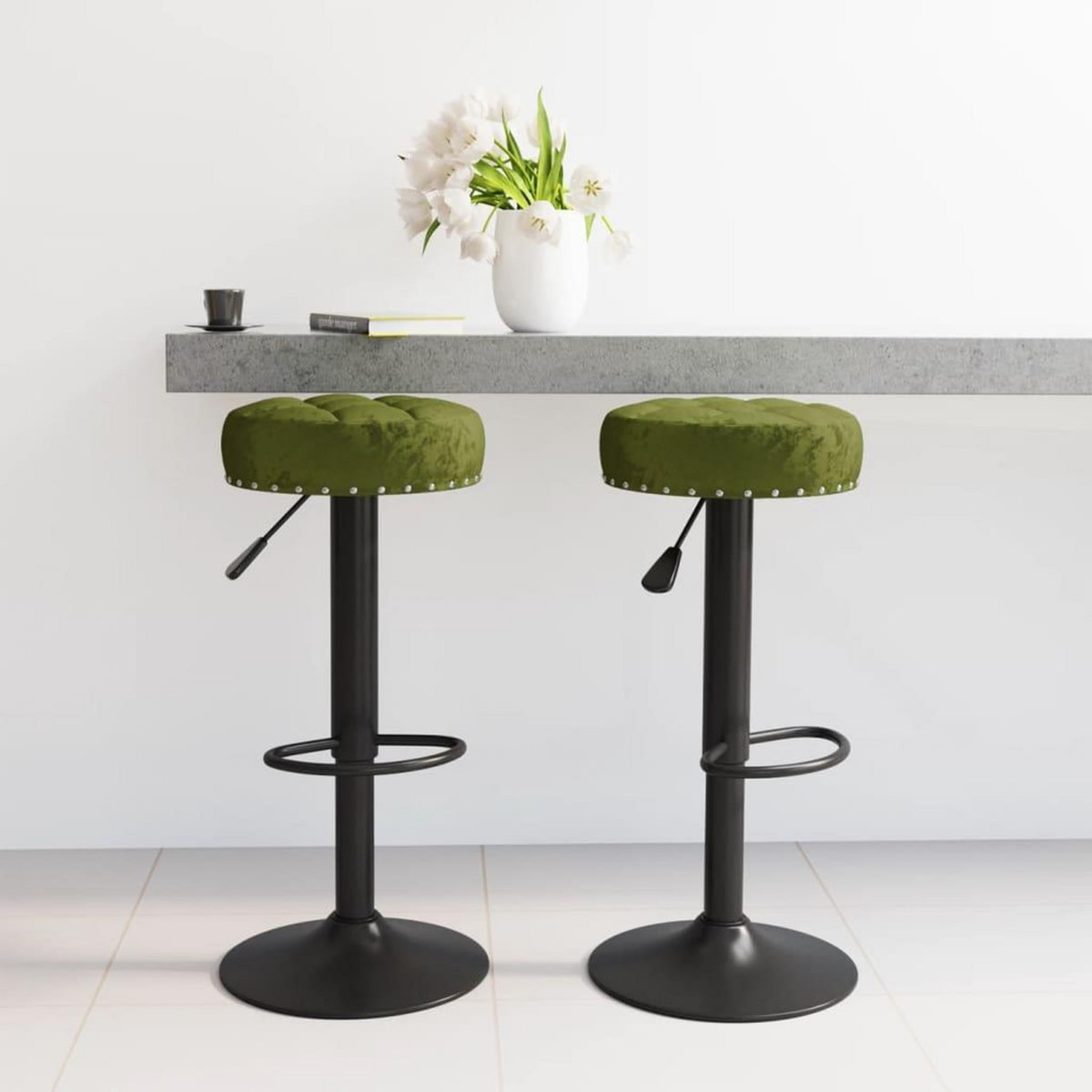 VIDAXL Tabourets de bar lot de 2 vert clair velours