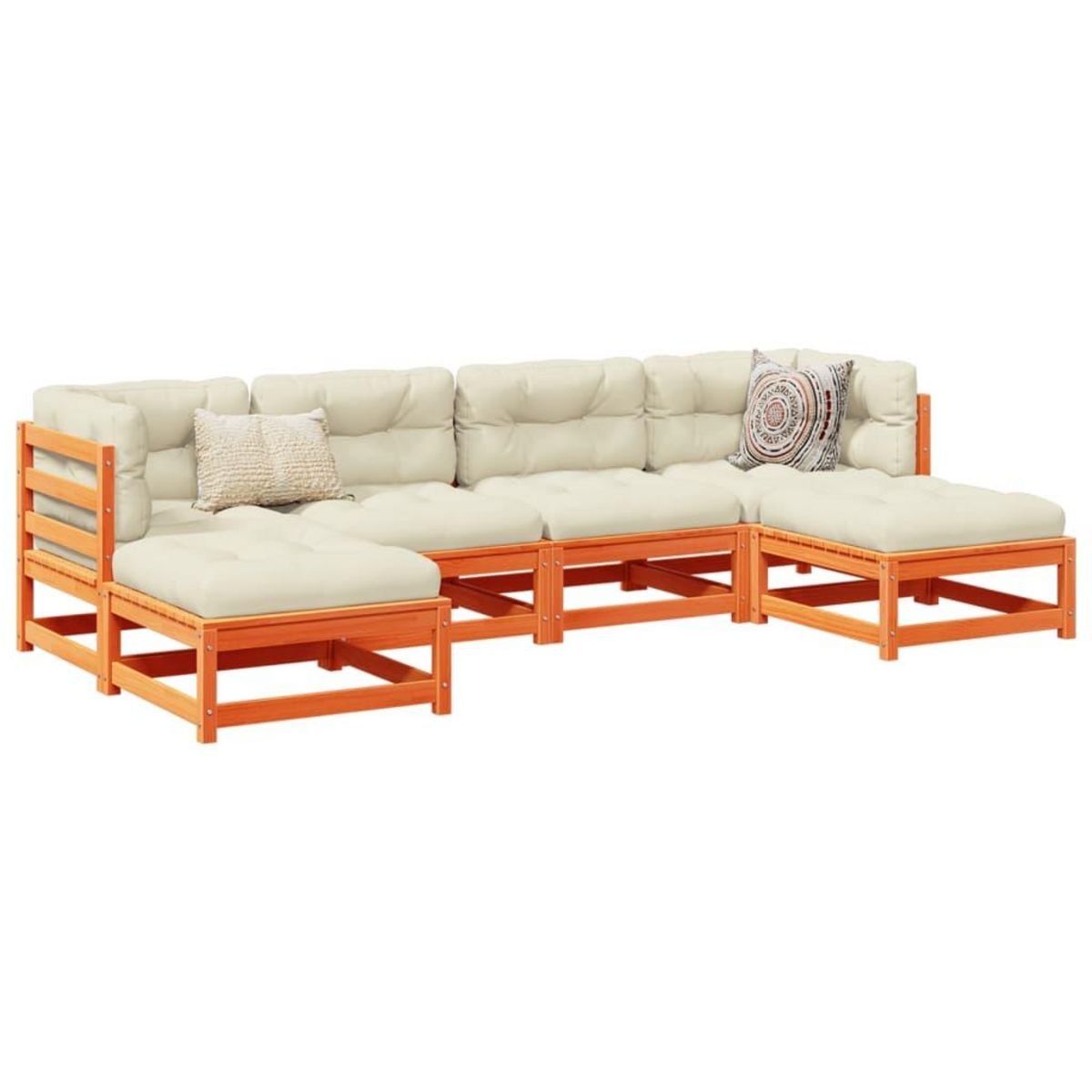 VIDAXL Salon de jardin 6 pcs avec coussins cire marron bois pin massif