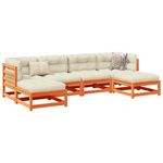 VIDAXL Salon de jardin 6 pcs avec coussins cire marron bois pin massif
