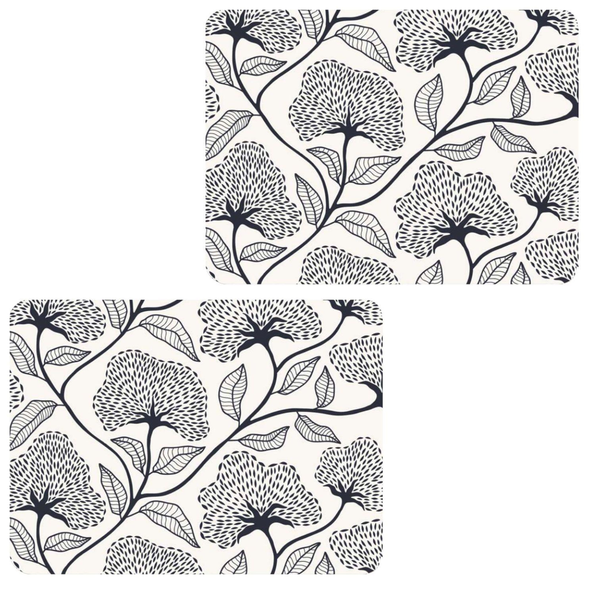 HABITABLE Lot de 2 sets de table motifs ginkgo CASSIA - 28 x 43 cm - Beige et noir