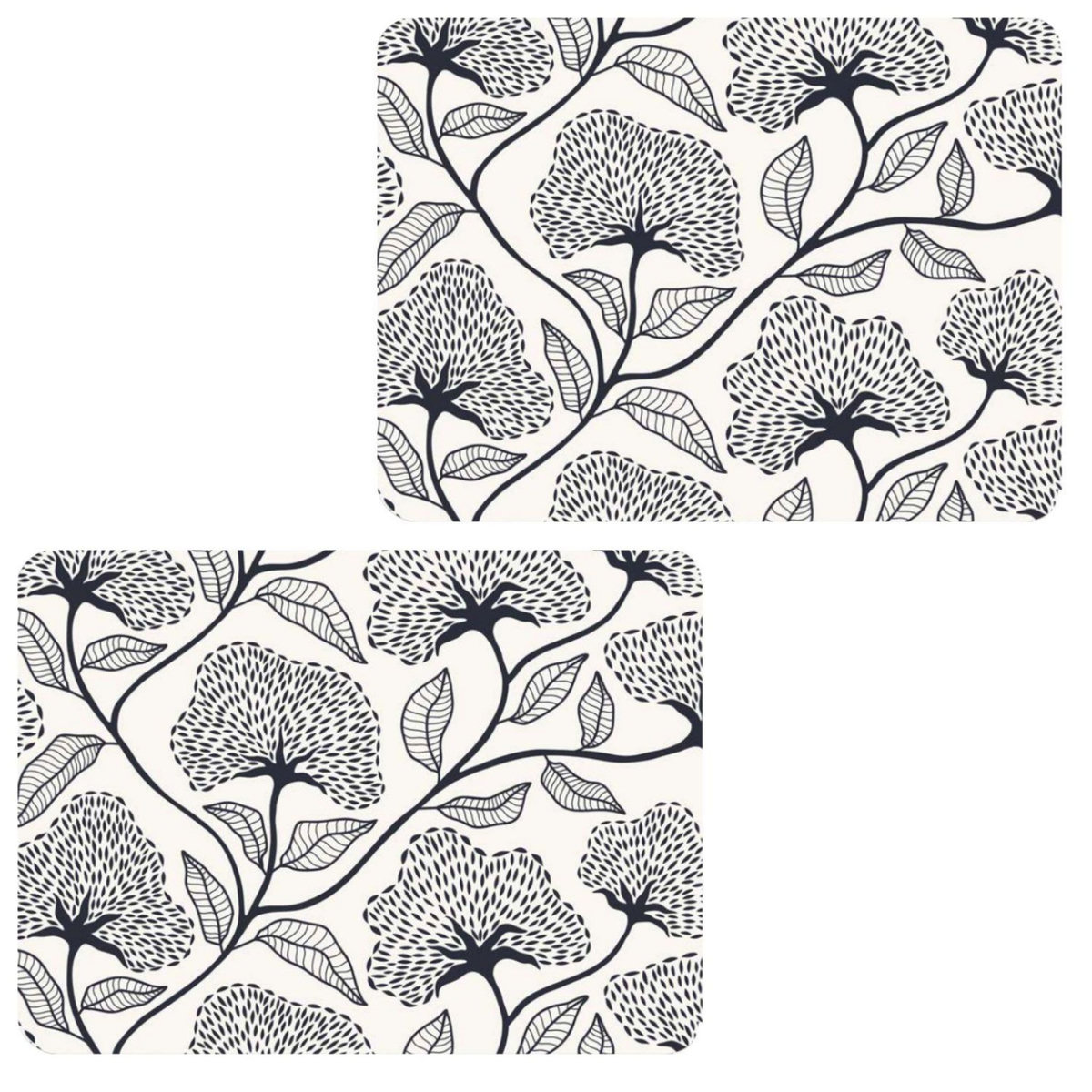 HABITABLE Lot de 2 sets de table motifs ginkgo CASSIA - 28 x 43 cm - Beige et noir