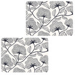 HABITABLE Lot de 2 sets de table motifs ginkgo CASSIA - 28 x 43 cm - Beige et noir
