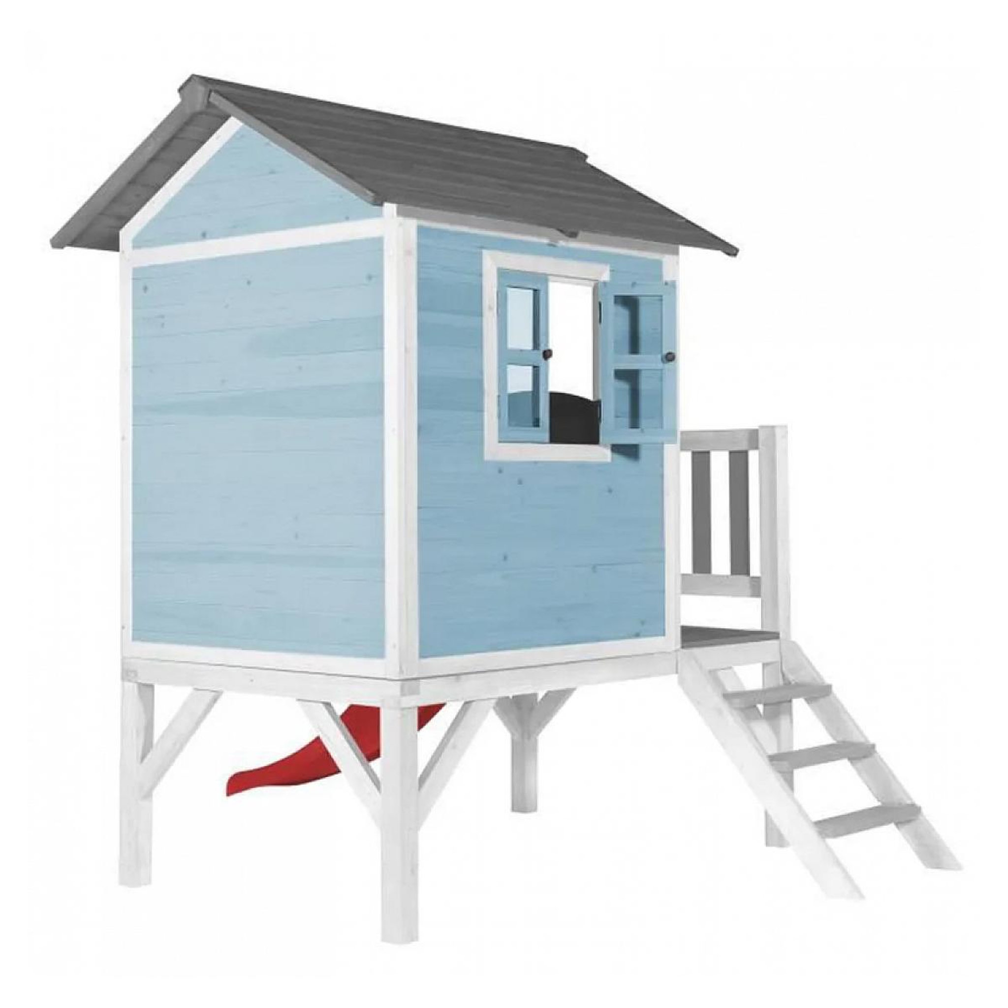Voir la diapositive 2 : Axi House Maisonnette Caribbean bleu - Toboggan rouge