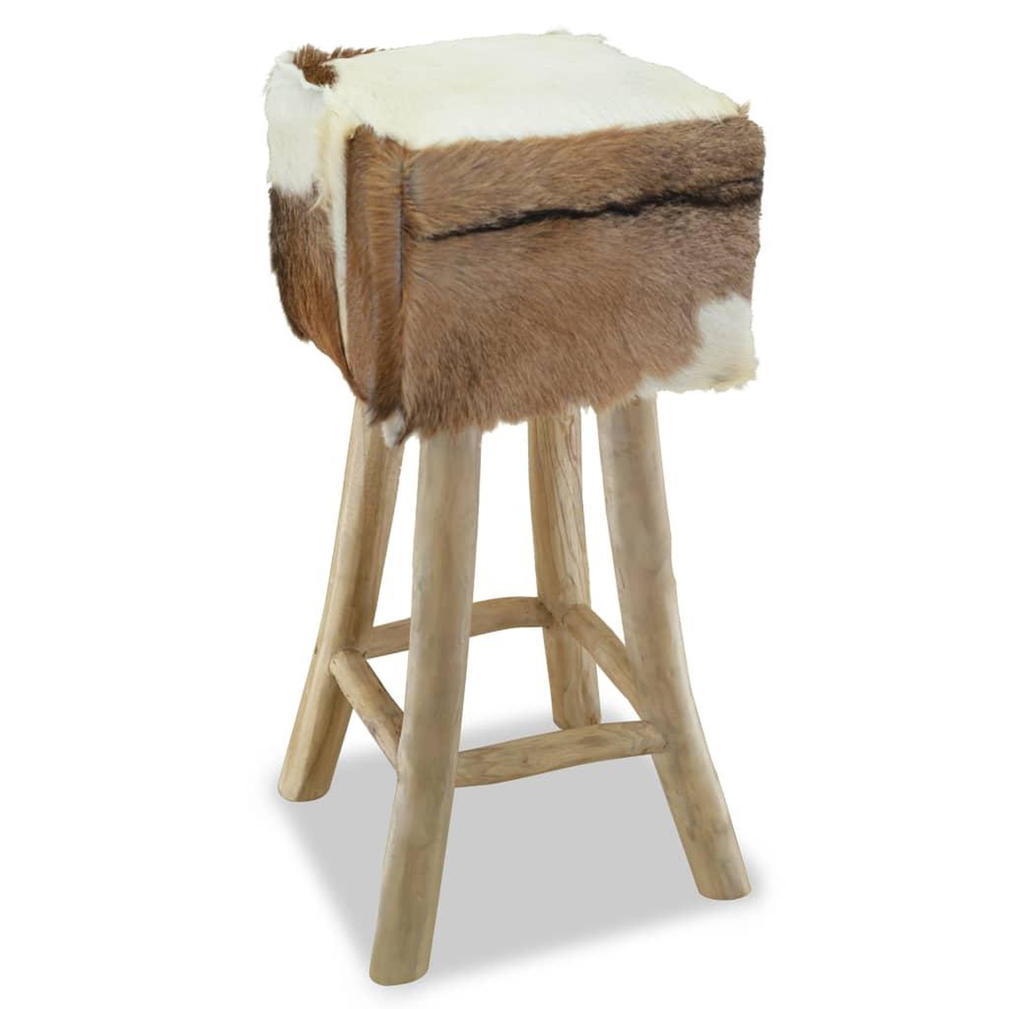 Voir la diapositive 2 : VIDAXL Tabouret de bar cuir de chevre et bois de teck solide