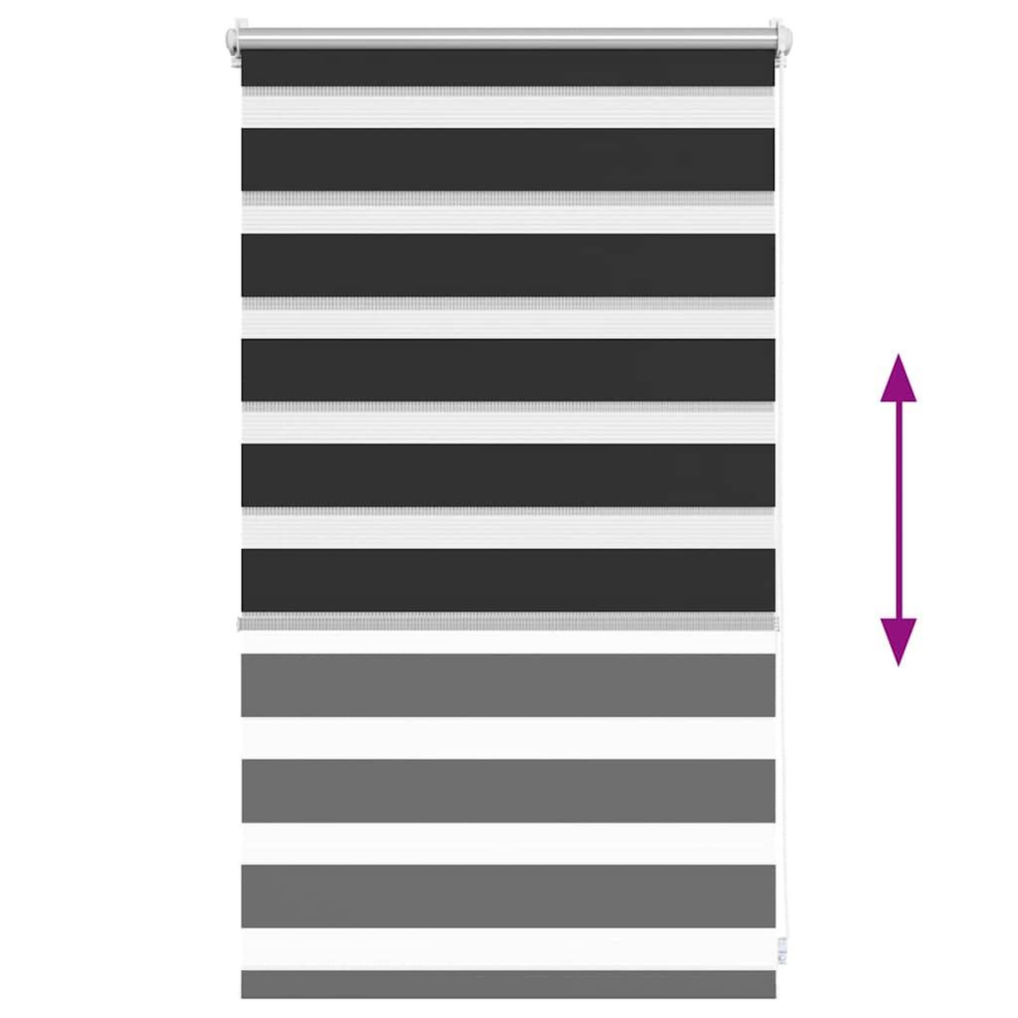 Voir la diapositive 5 : VIDAXL Store venitien zebre 50,9 x 100 cm, largeur du tissu 46,7 cm, noir