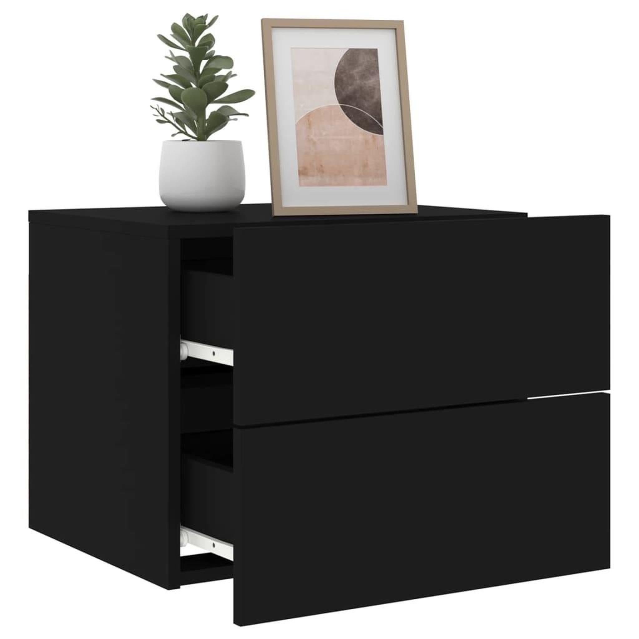 Voir la diapositive 4 : VIDAXL Tables de chevet murales avec lumieres LED 2 pcs noir