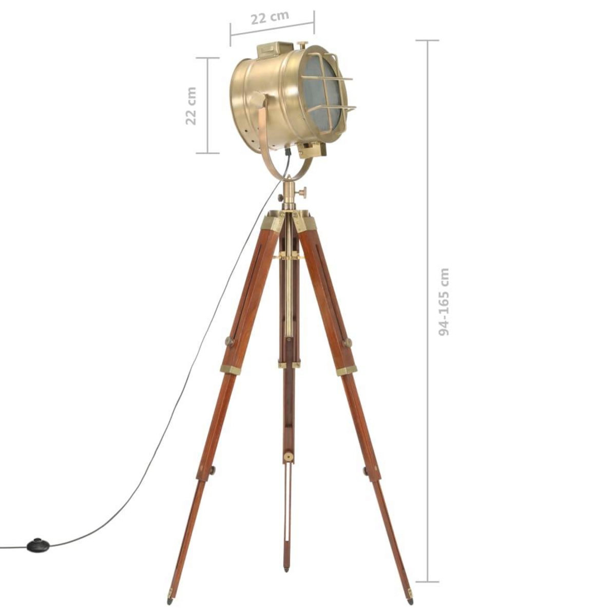 VIDAXL Lampadaire a trepied bois de manguier massif 165 cm