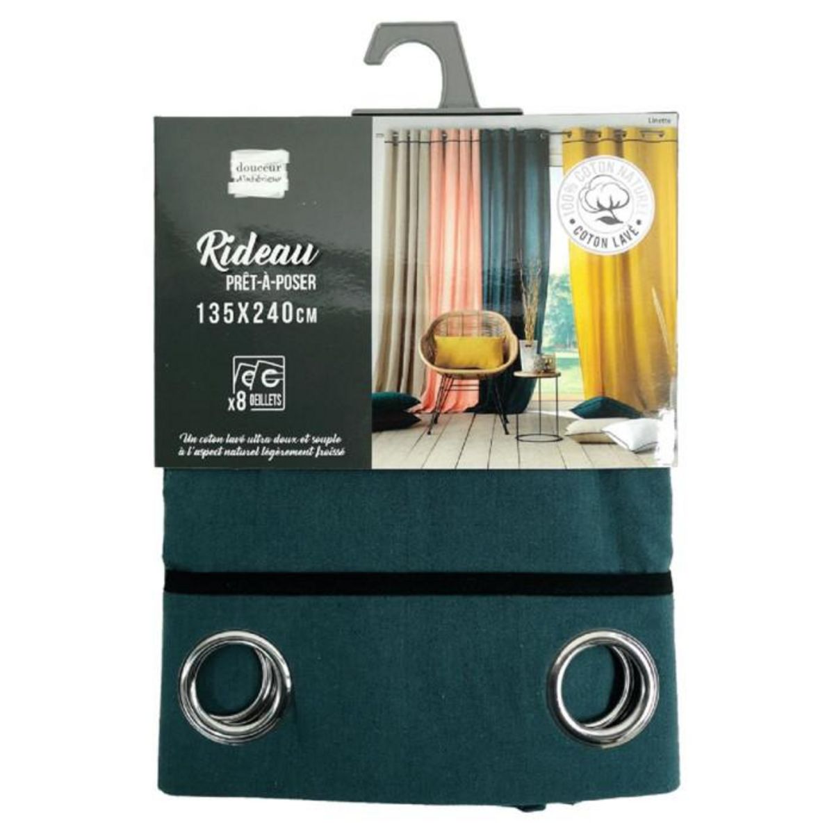 Paris Prix Rideau à Œillets  Linette  135x240cm Pétrole