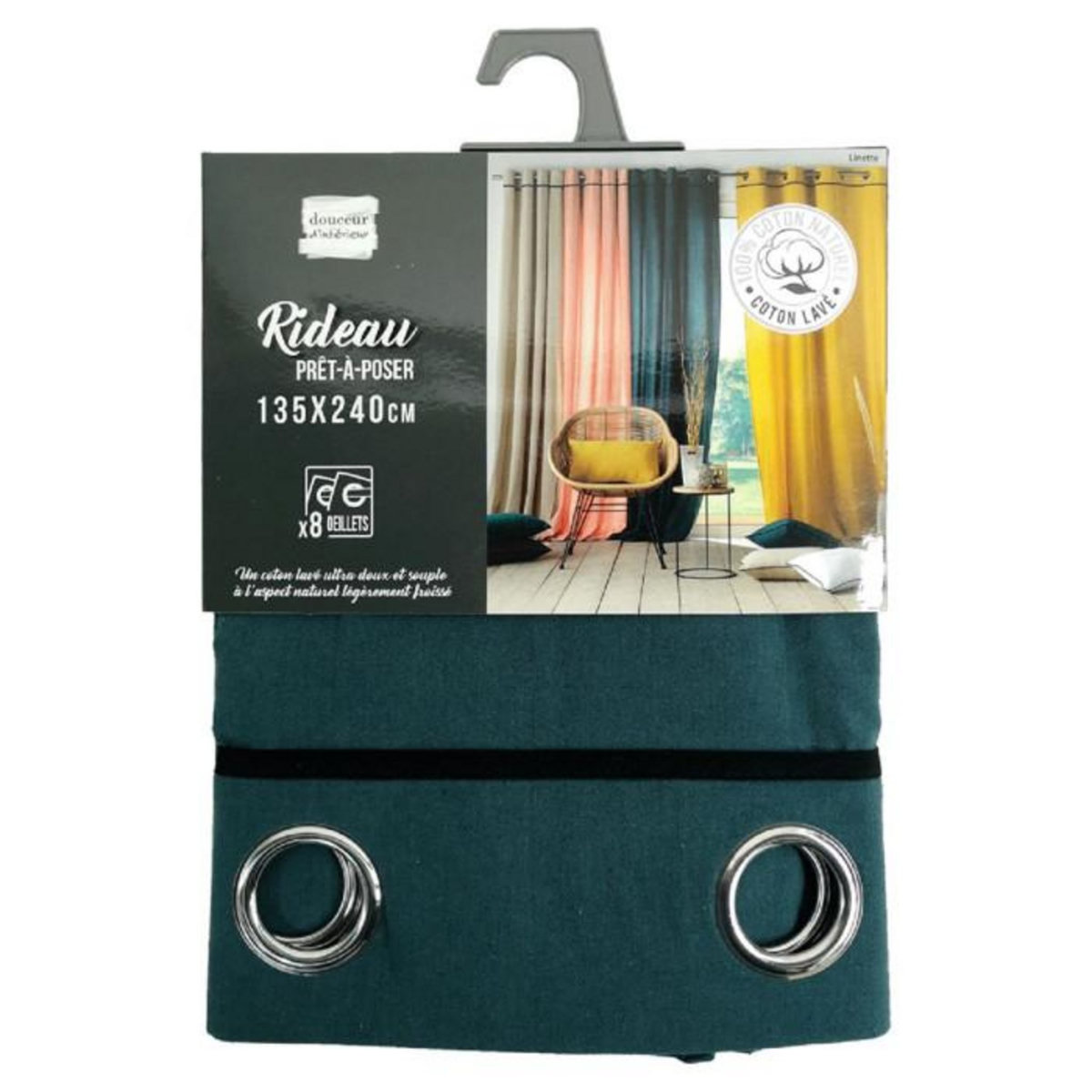 Paris Prix Rideau à Œillets  Linette  135x240cm Pétrole