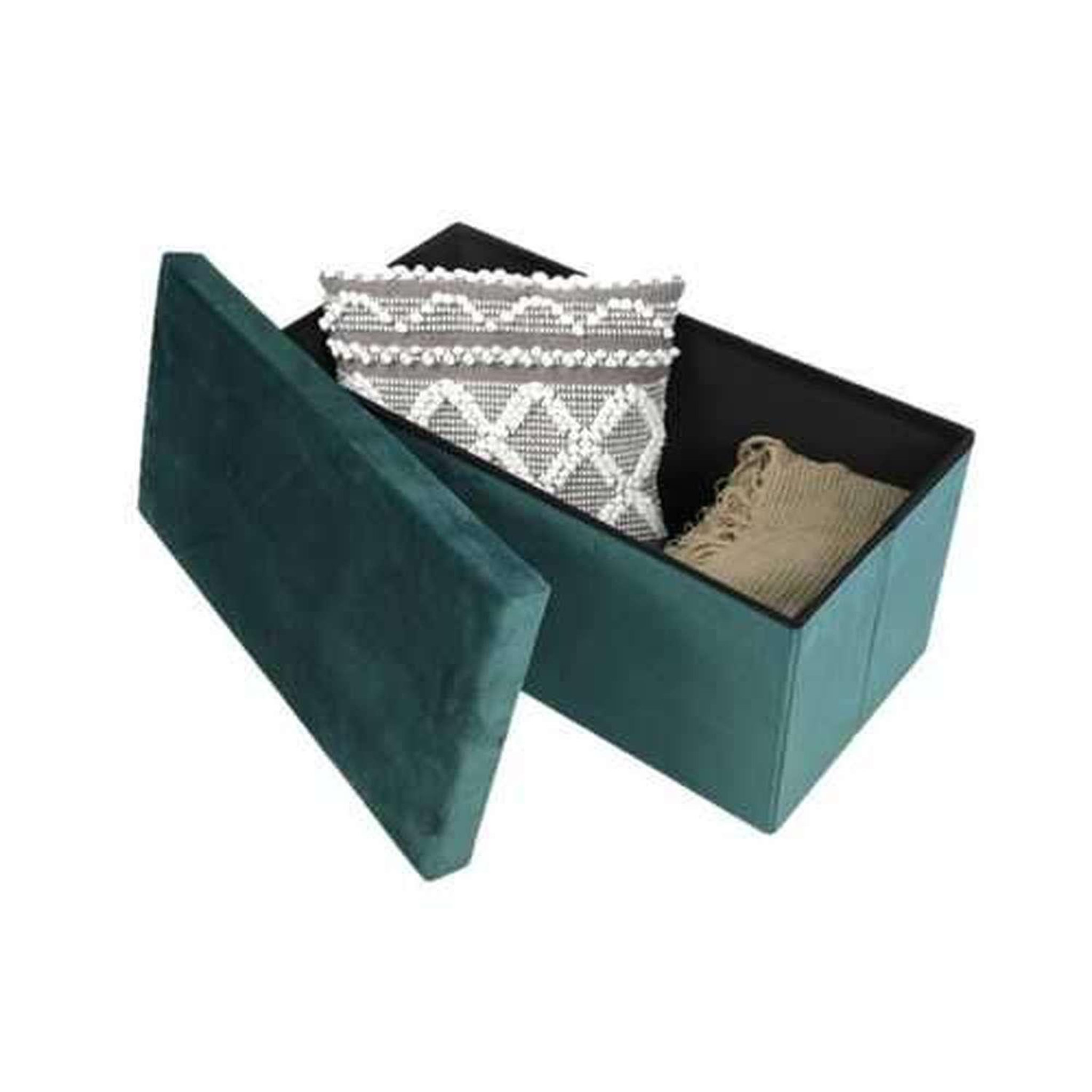 Voir la diapositive 2 : DIVERS Banc de rangement pliable kube en velours côtelé - céladon