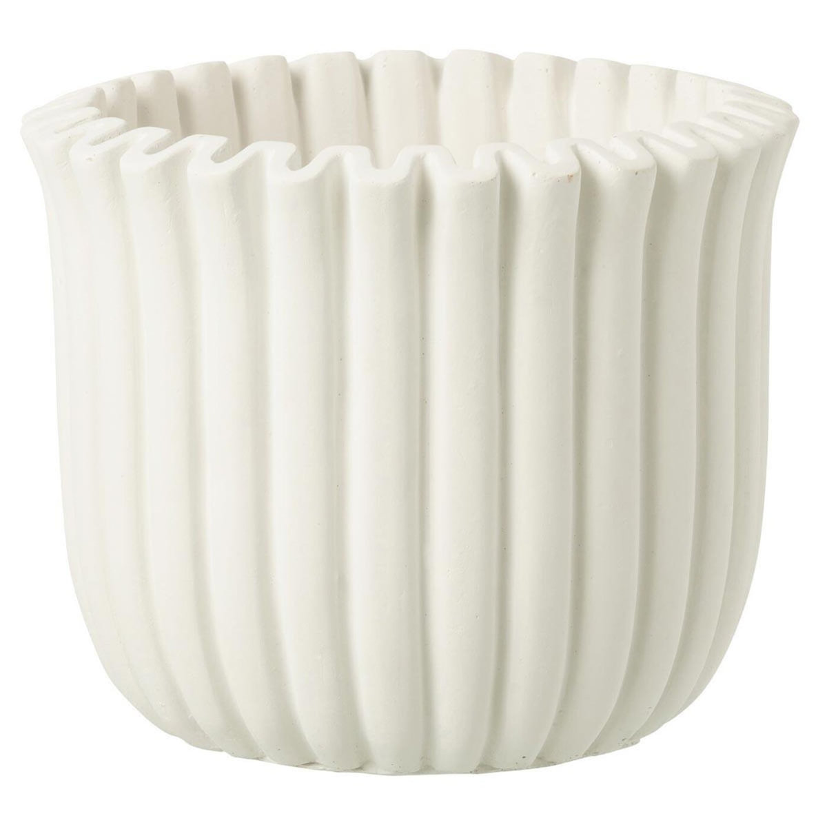 Paris Prix Cache-Pot Côtelé en Ciment  Mitch  19cm Blanc