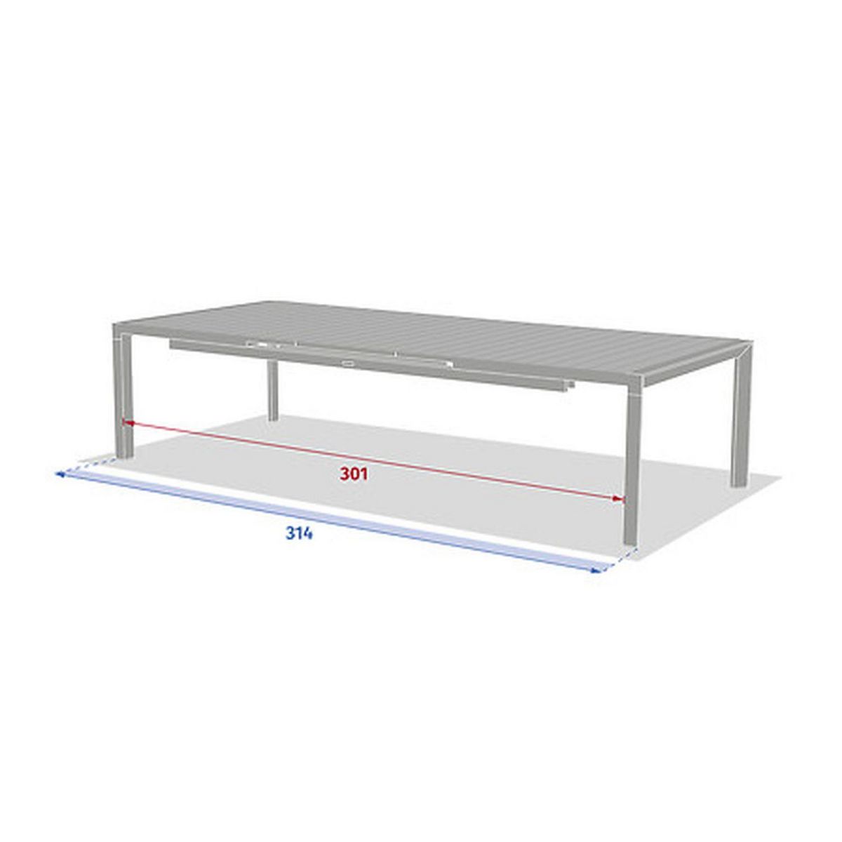 HESPERIDE Table de jardin extensible en aluminium effet bois 14 places EVASION