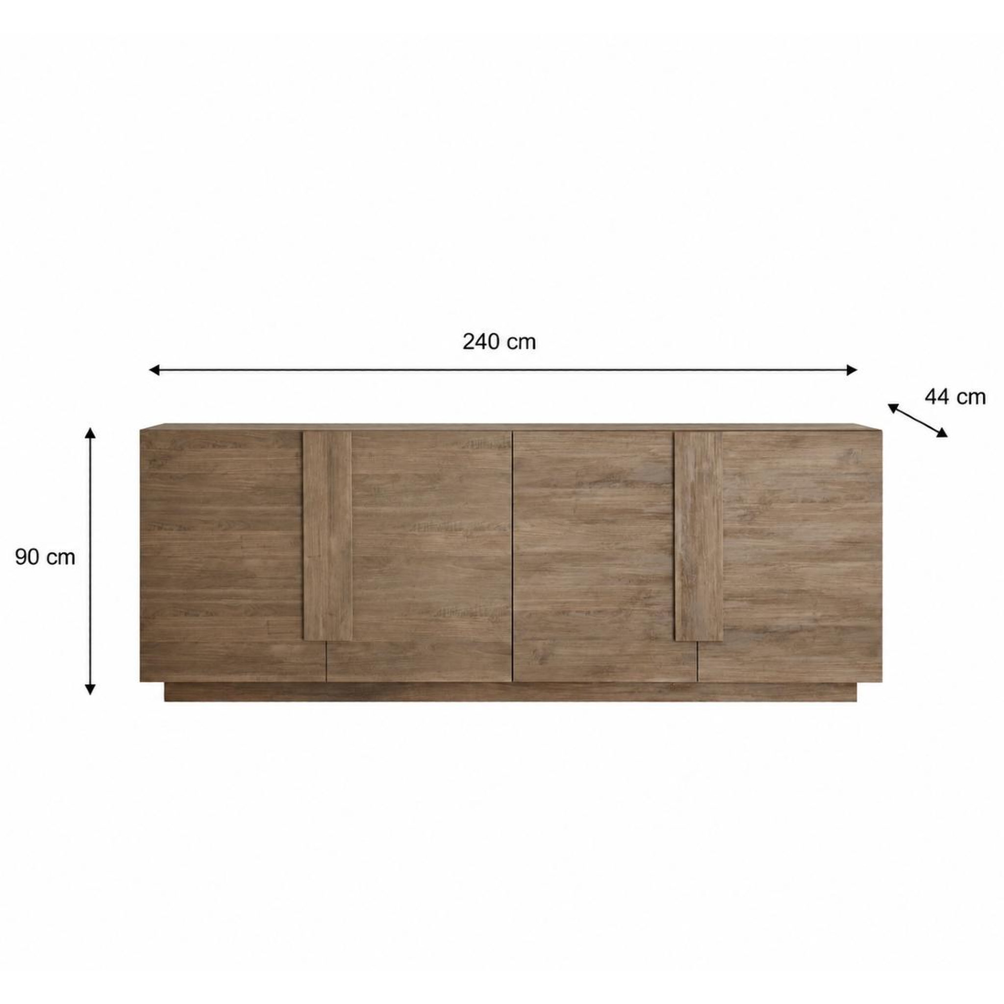 Voir la diapositive 6 : JLC KREATION Enfilade contemporaine coloris bois 4 portes 240cm terra