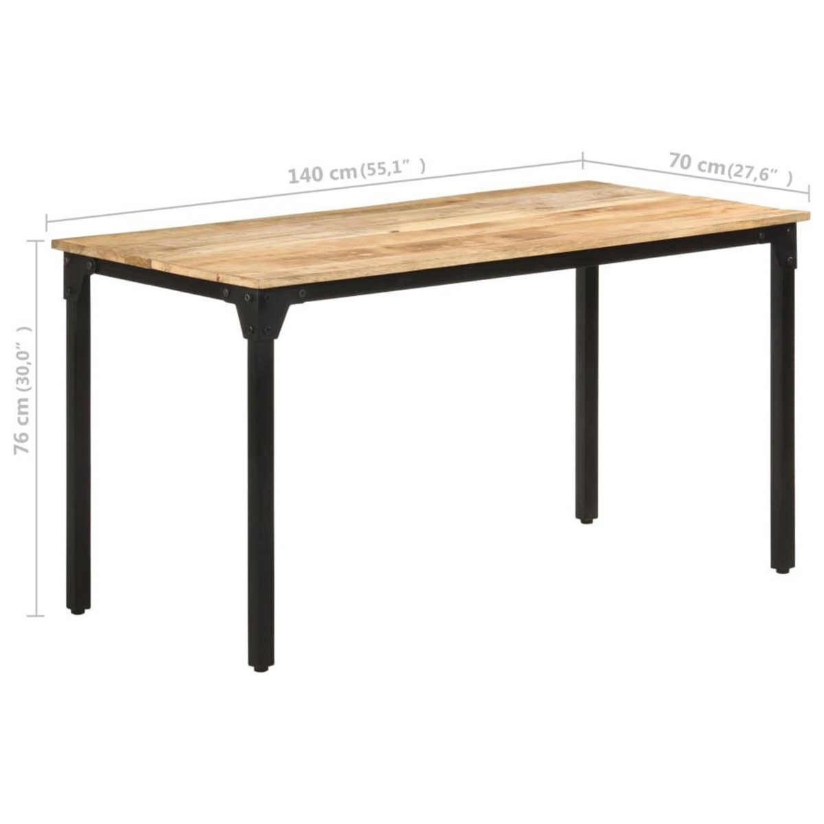 VIDAXL Table de salle a manger 140x70x76 cm Bois de manguier brut