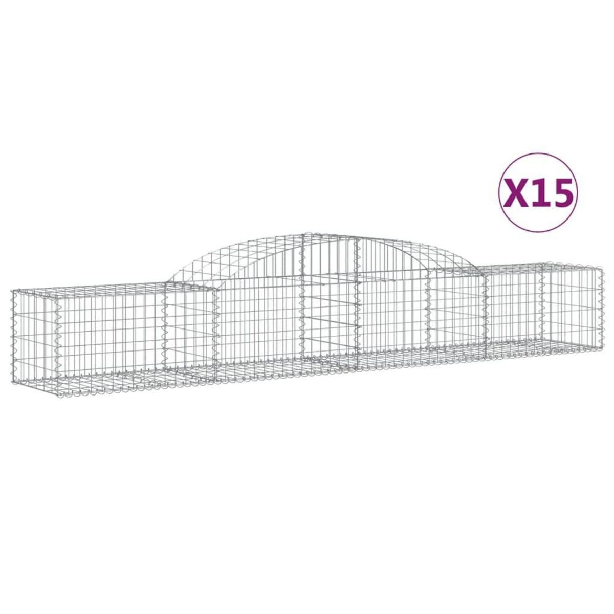 VIDAXL Paniers a gabions arques 15 pcs 300x50x40/60 cm fer galvanise