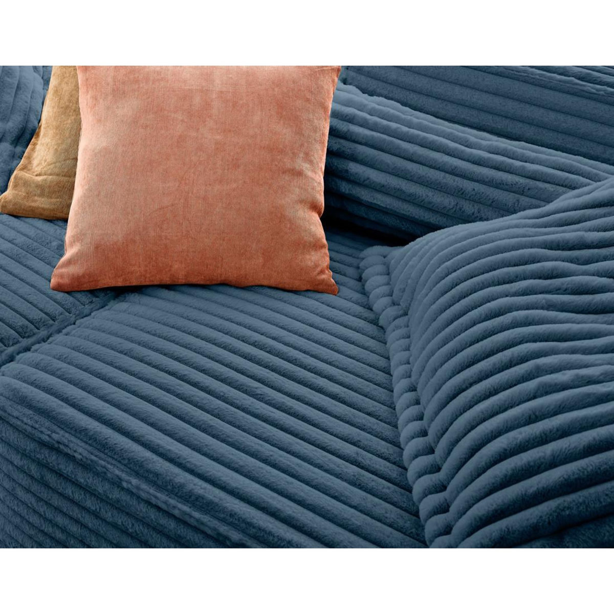 LISA DESIGN Richie - canapé droit 3 places avec double méridienne - assise profonde - en fausse fourrure côtelée