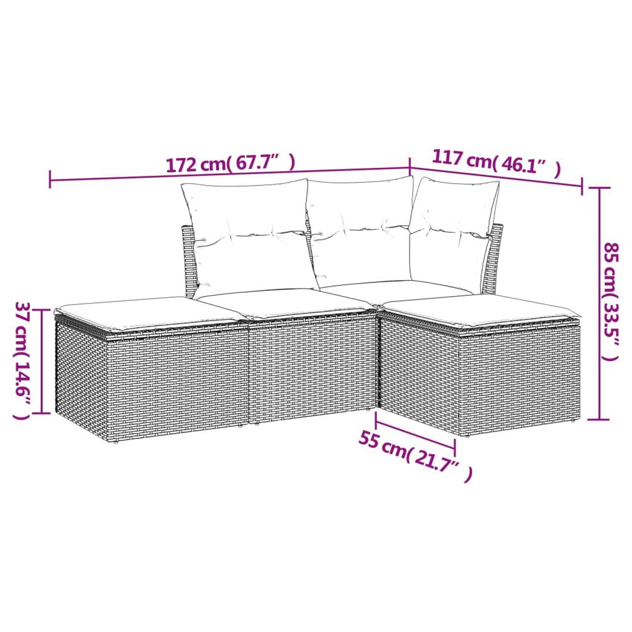 Voir la diapositive 4 : VIDAXL Salon de jardin 4 pcs avec coussins noir resine tressee