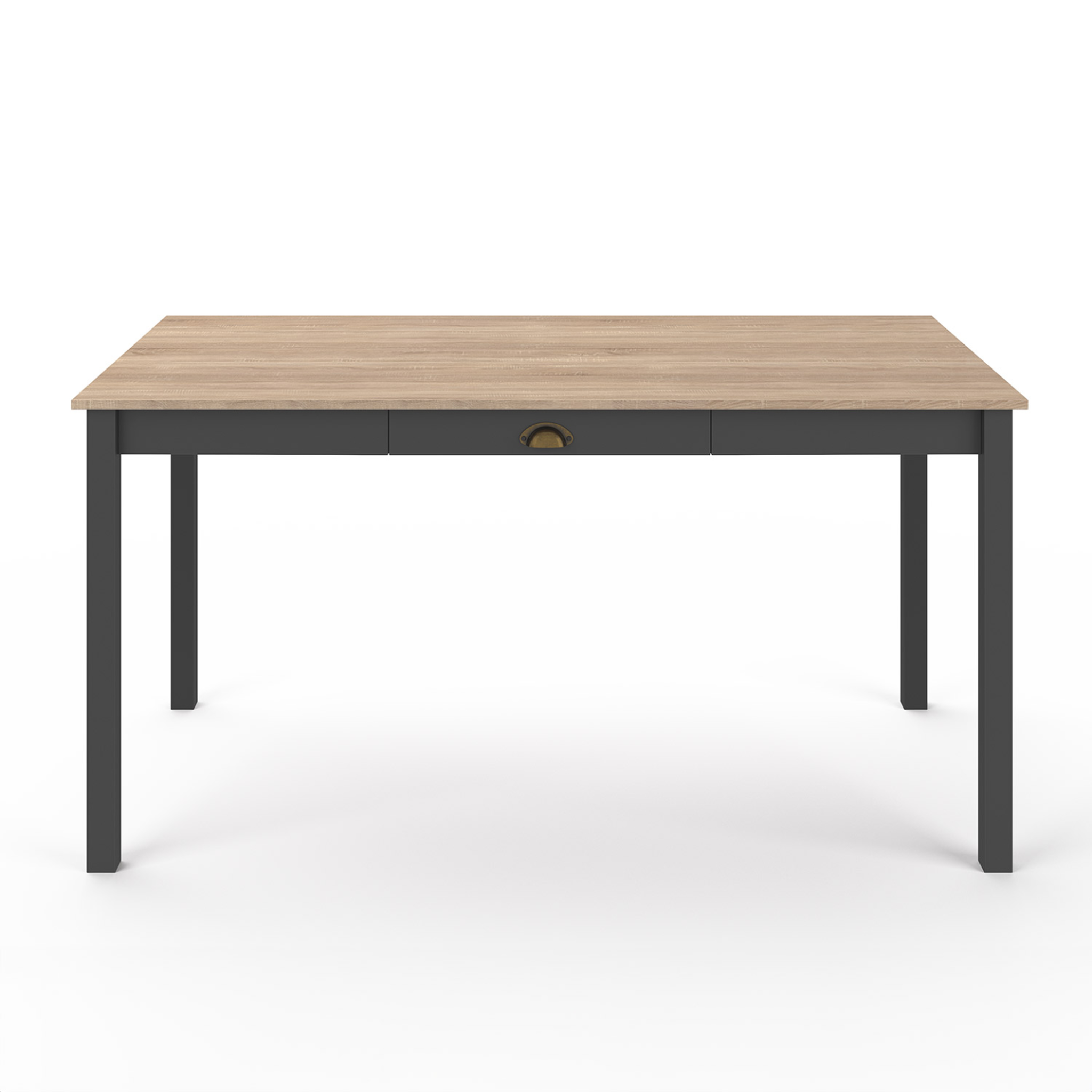 Voir la diapositive 3 : ID MARKET Table à manger rectangle isis 8 personnes avec tiroir bois et noir 150 cm