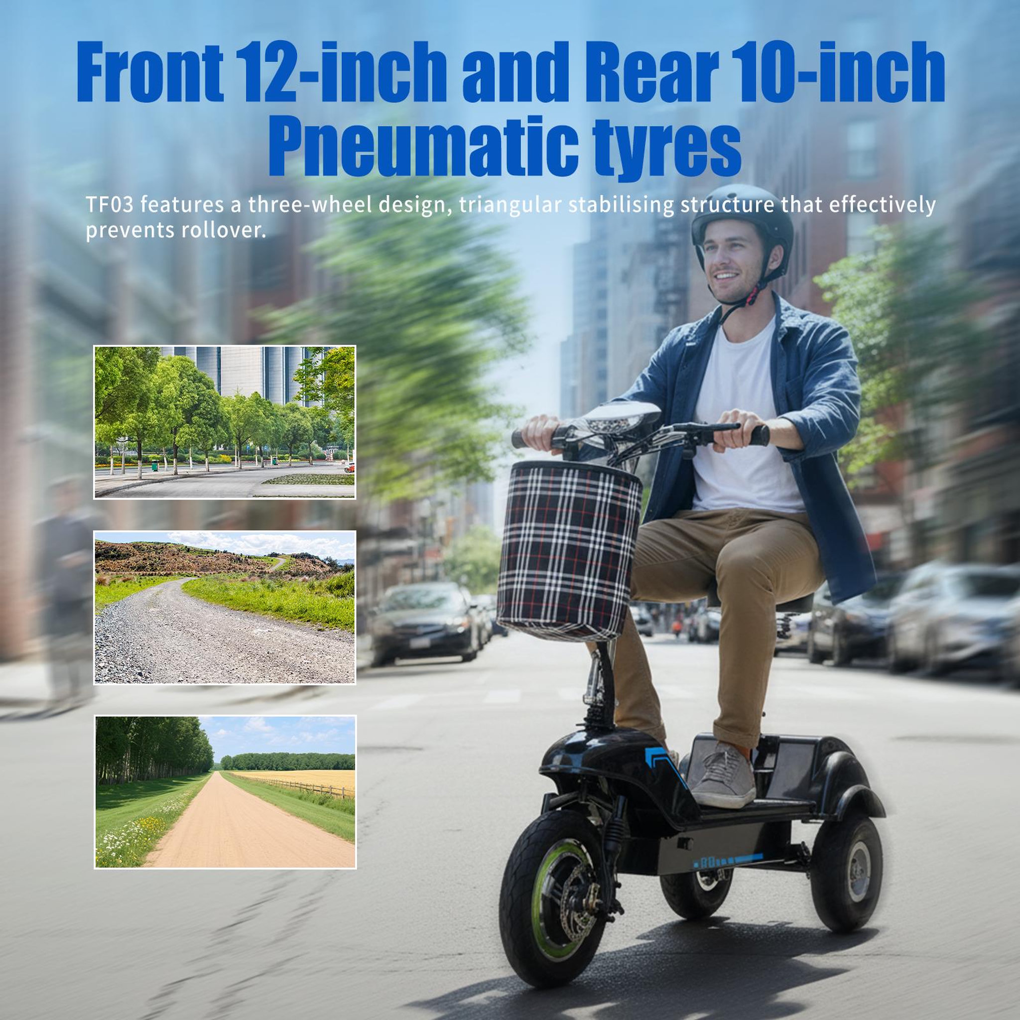 Voir la diapositive 6 : TWOFISH Trottinette électrique à trois roues avec siège amovible twofish tf03