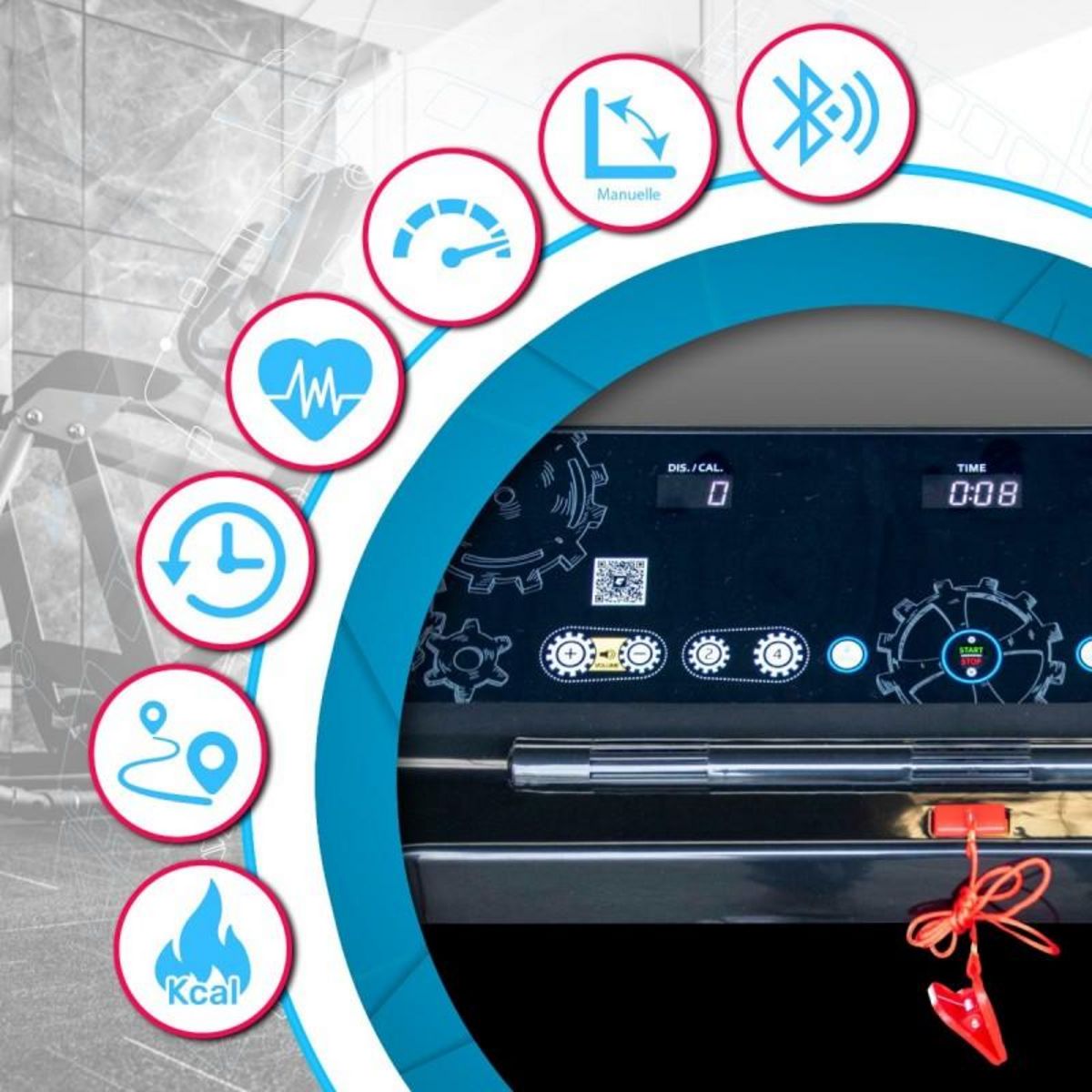 SPARRAW Tapis de Course Pliable Compact Faster SP - 10km/h - 1,5CV - 12 Programmes - Capteurs Cardiaque, Ecran LCD