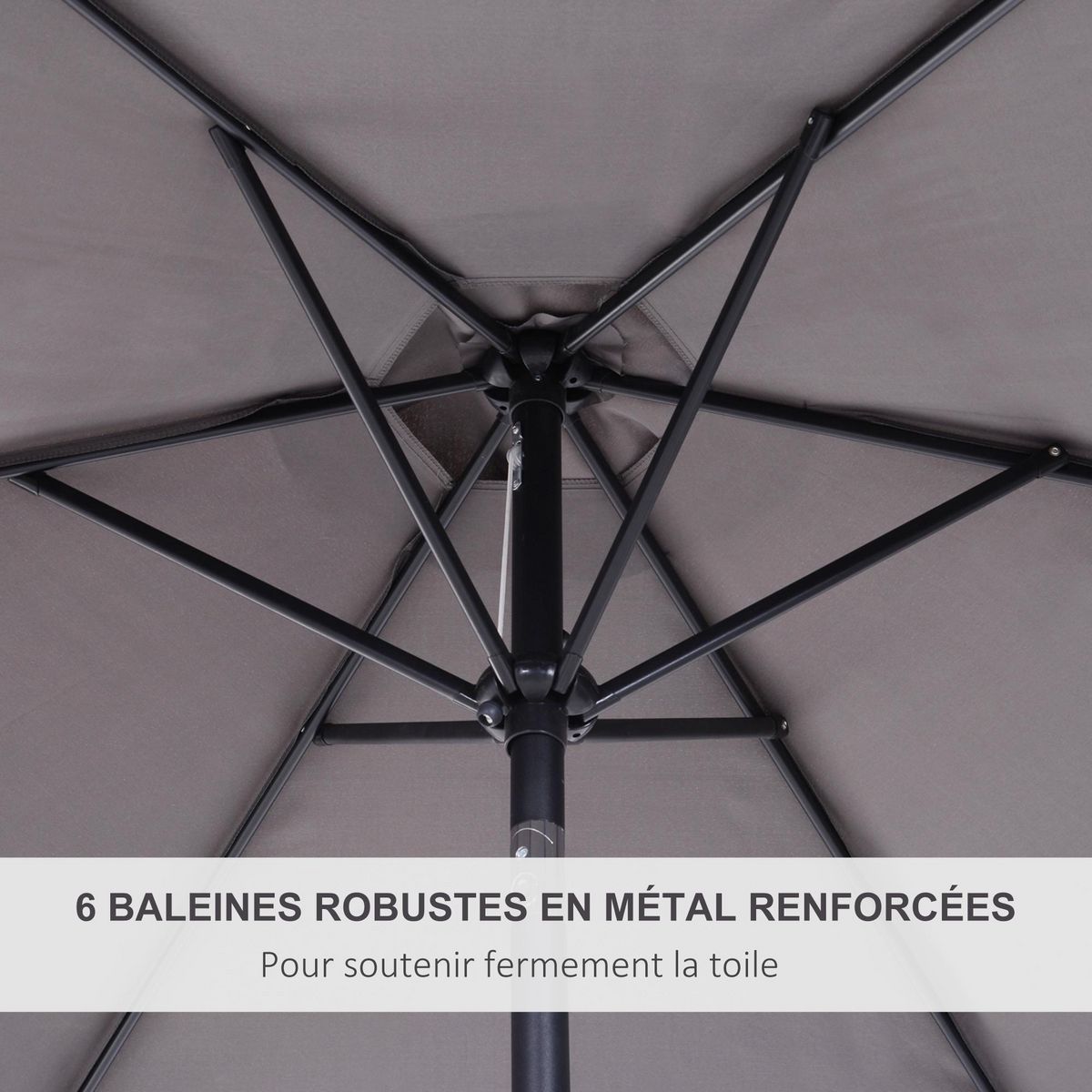 OUTSUNNY Parasol inclinable de jardin balcon terrasse manivelle toile polyester imperméabilisée haute densité 180 g/m² Ø2,7 x 2,35H m alu gris