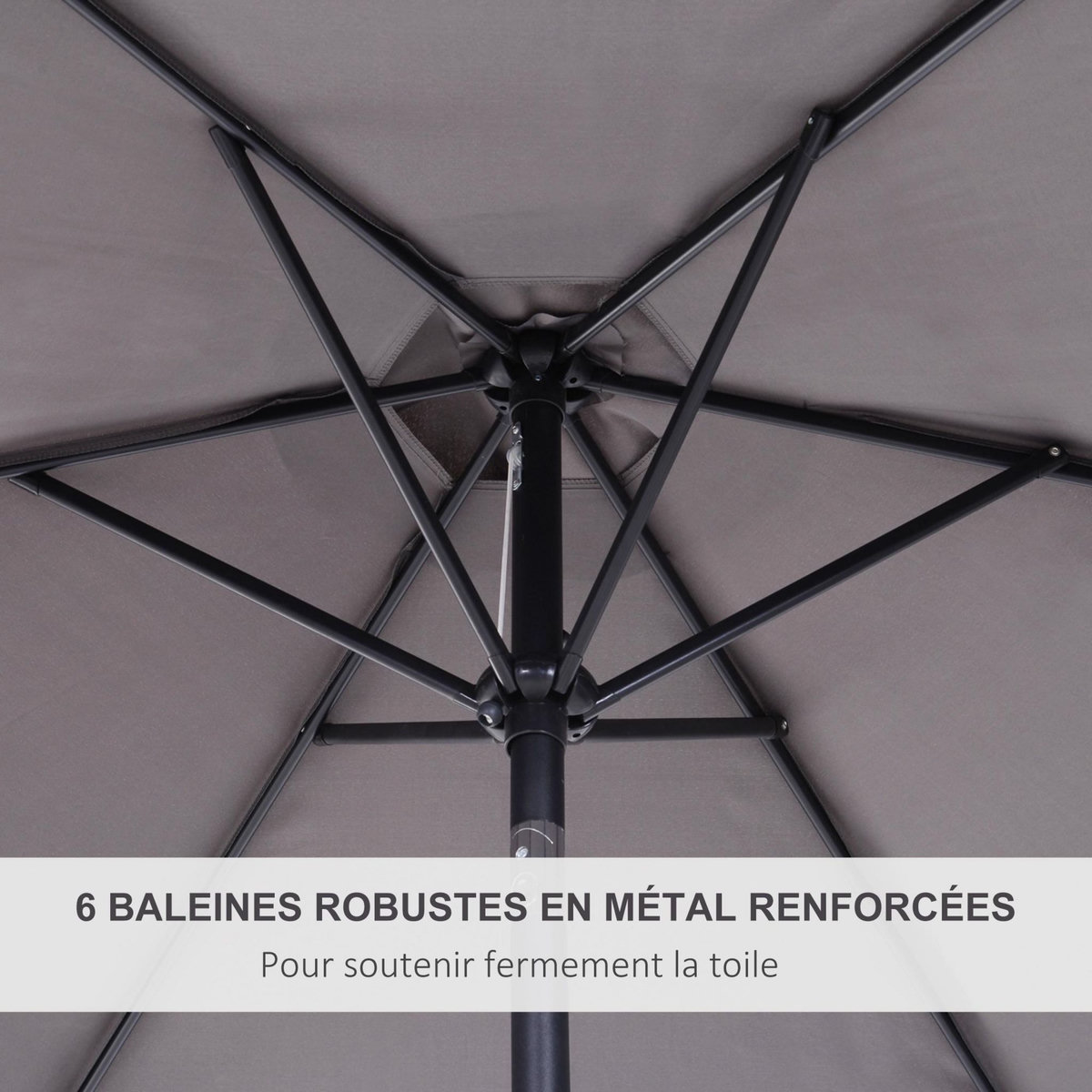 OUTSUNNY Parasol inclinable de jardin balcon terrasse manivelle toile polyester imperméabilisée haute densité 180 g/m² Ø2,7 x 2,35H m alu gris