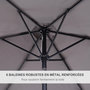 Voir la diapositive 6 : OUTSUNNY Parasol inclinable de jardin balcon terrasse manivelle toile polyester imperméabilisée haute densité 180 g/m² Ø2,7 x 2,35H m alu gris