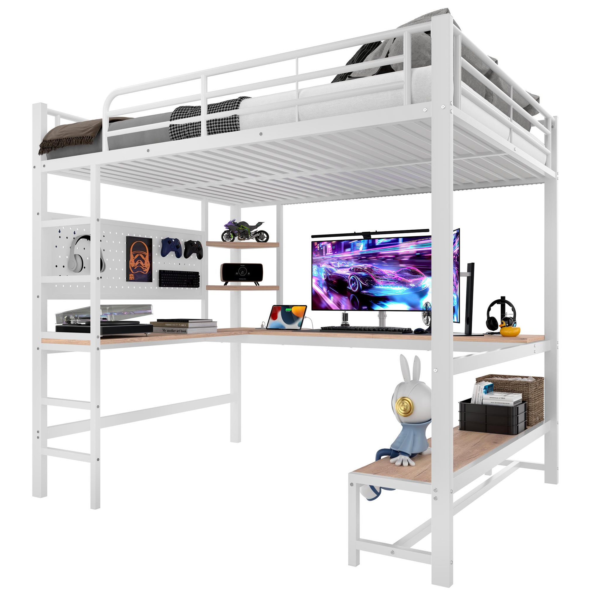 MERAX Lit mezzanine. Coloris disponibles : Blanc, Noir