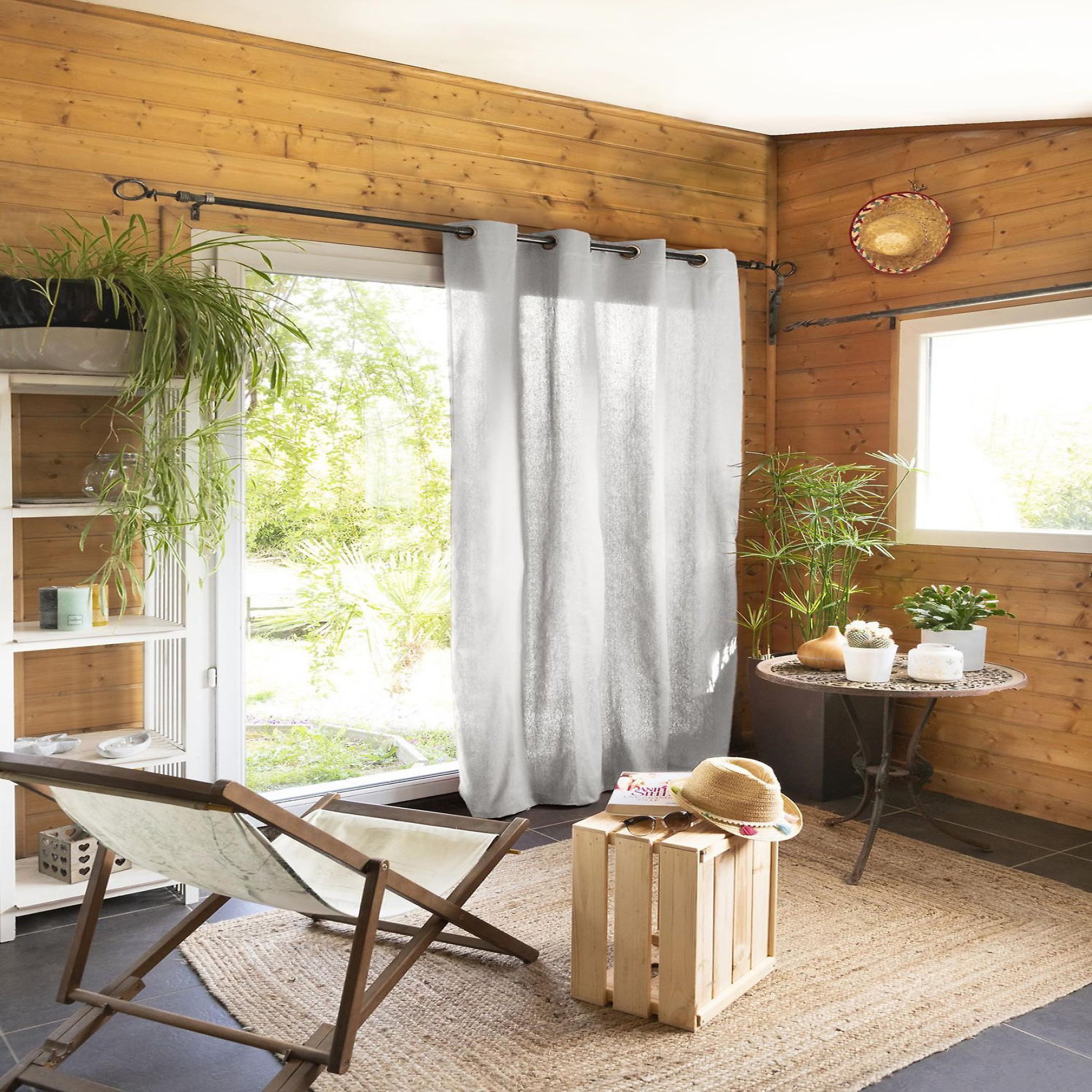 Voir la diapositive 1 : Home collection Rideau 100% coton uni