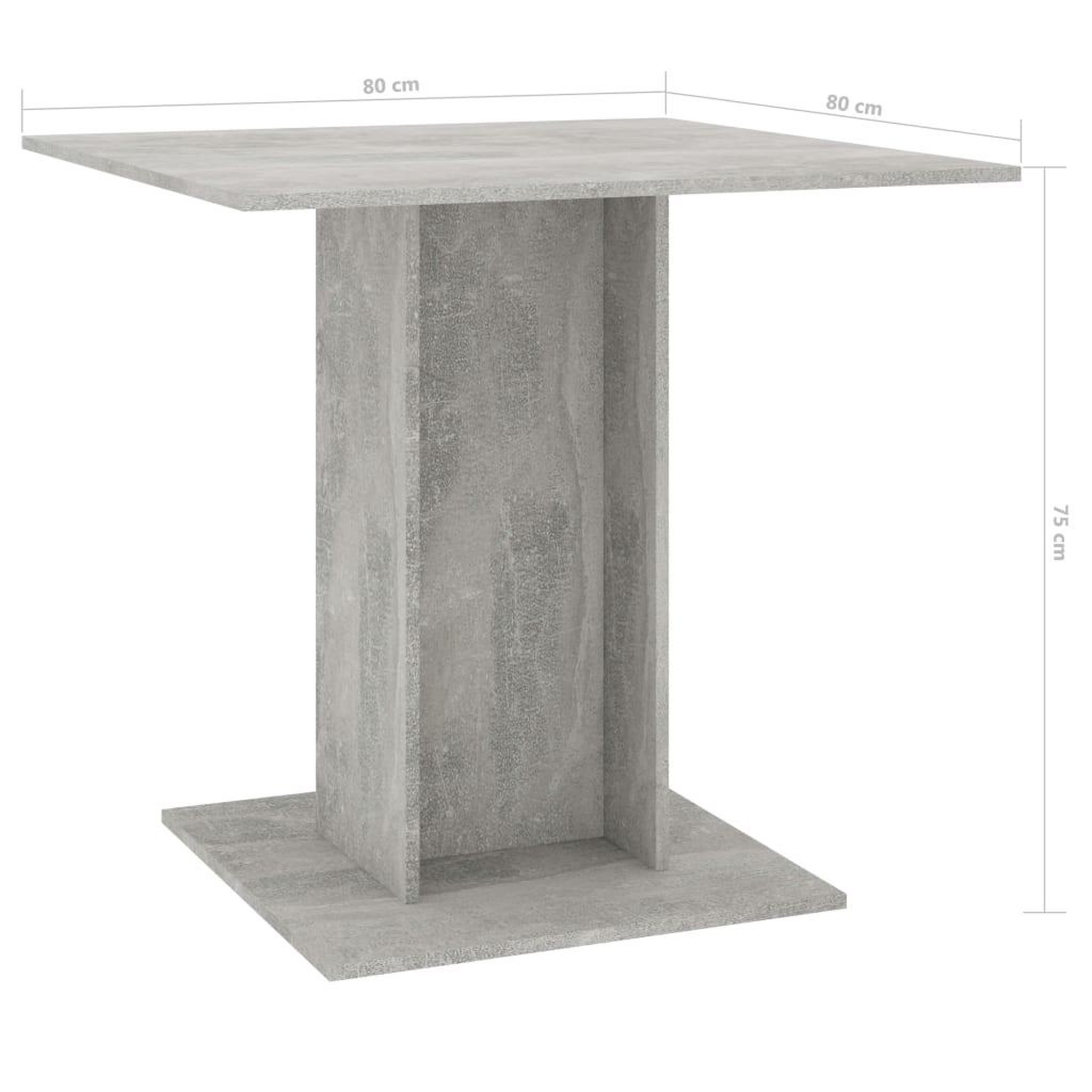 Voir la diapositive 6 : VIDAXL Table a manger Gris beton 80x80x75 cm bois d'ingenierie