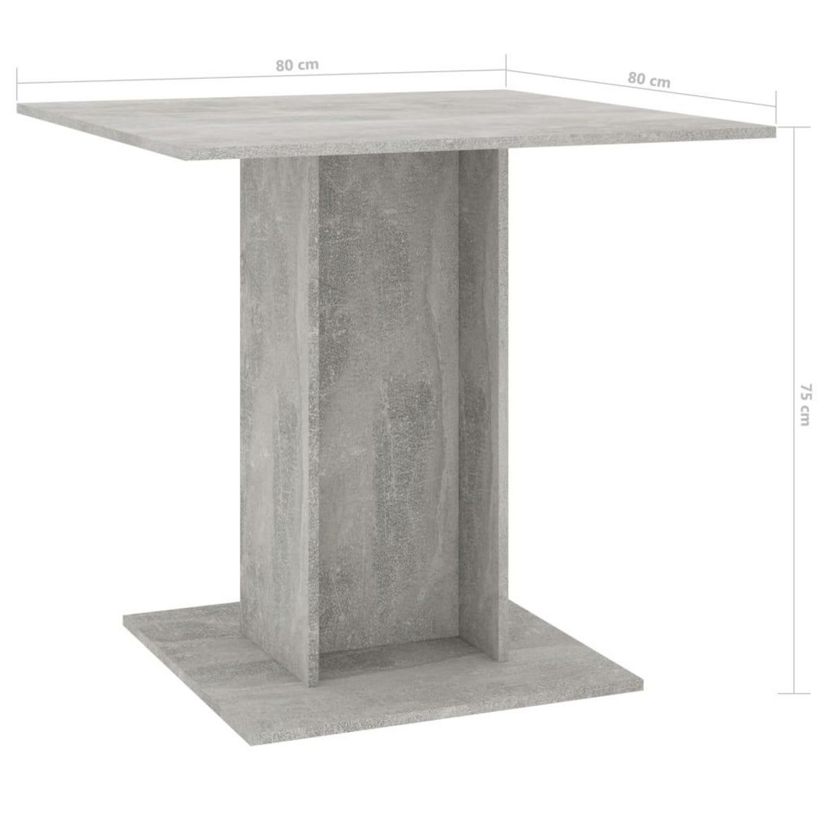 VIDAXL Table a manger Gris beton 80x80x75 cm bois d'ingenierie