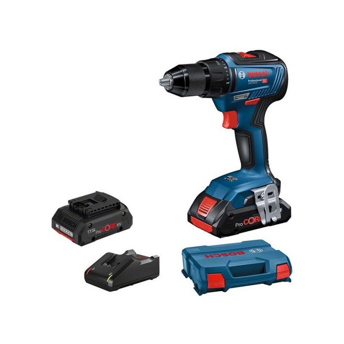 BOSCH Perceuse visseuse 18V GSR 18V 55 + 2 batteries Procore 4Ah + chargeur + coffret L CASE BOSCH 0615990L4C